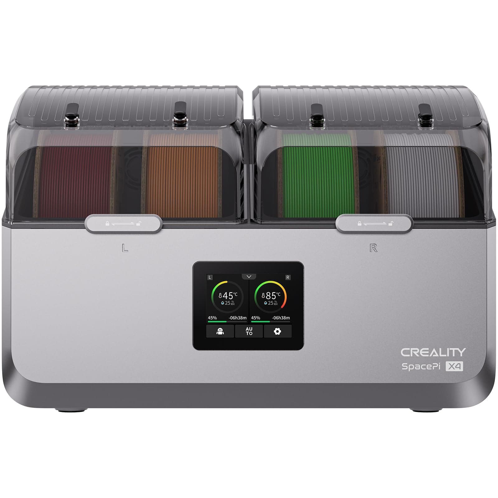 Creality Space Pi X4 Filamento Dryer per 4 Bobine (4 kg), Sistema Doppia Camera, 85 °C Max., Regolazione Indipendente Della Temperatura, Stoccaggio Anti-Umidità per PLA PETG TPU ABS 1,75/2,85 mm