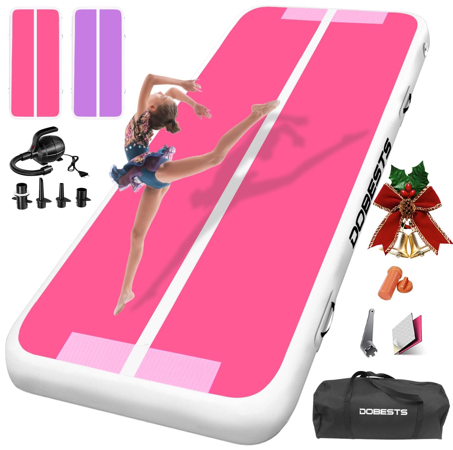 DOBESTS Air Track Tapis de Gymnastique Gonflable, Air Floor Mat, 10cm/15cm/20cm Haut Tapis Entraînement, Tapis de Gymnastique 2/3/4/5/6 m, Gym Tumbling avec Pomp a air