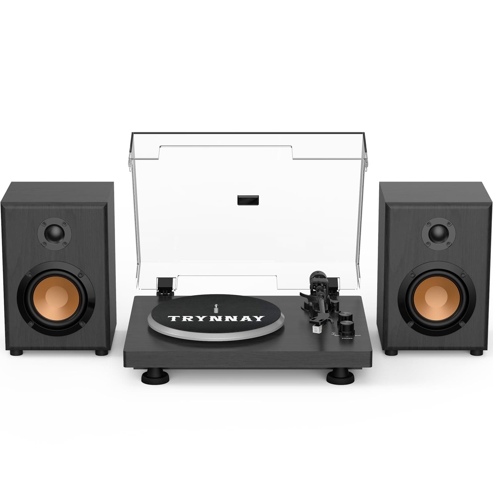 Trynnay Giradischi, Lettore con Contrappeso Regolabile, Bluetooth In/Out, 33/45 RPM, Riproduce Dischi in Vinile da 7/10/12 Pollici, Suono Hi-Fi per gli Appassionati di Musica, Nero