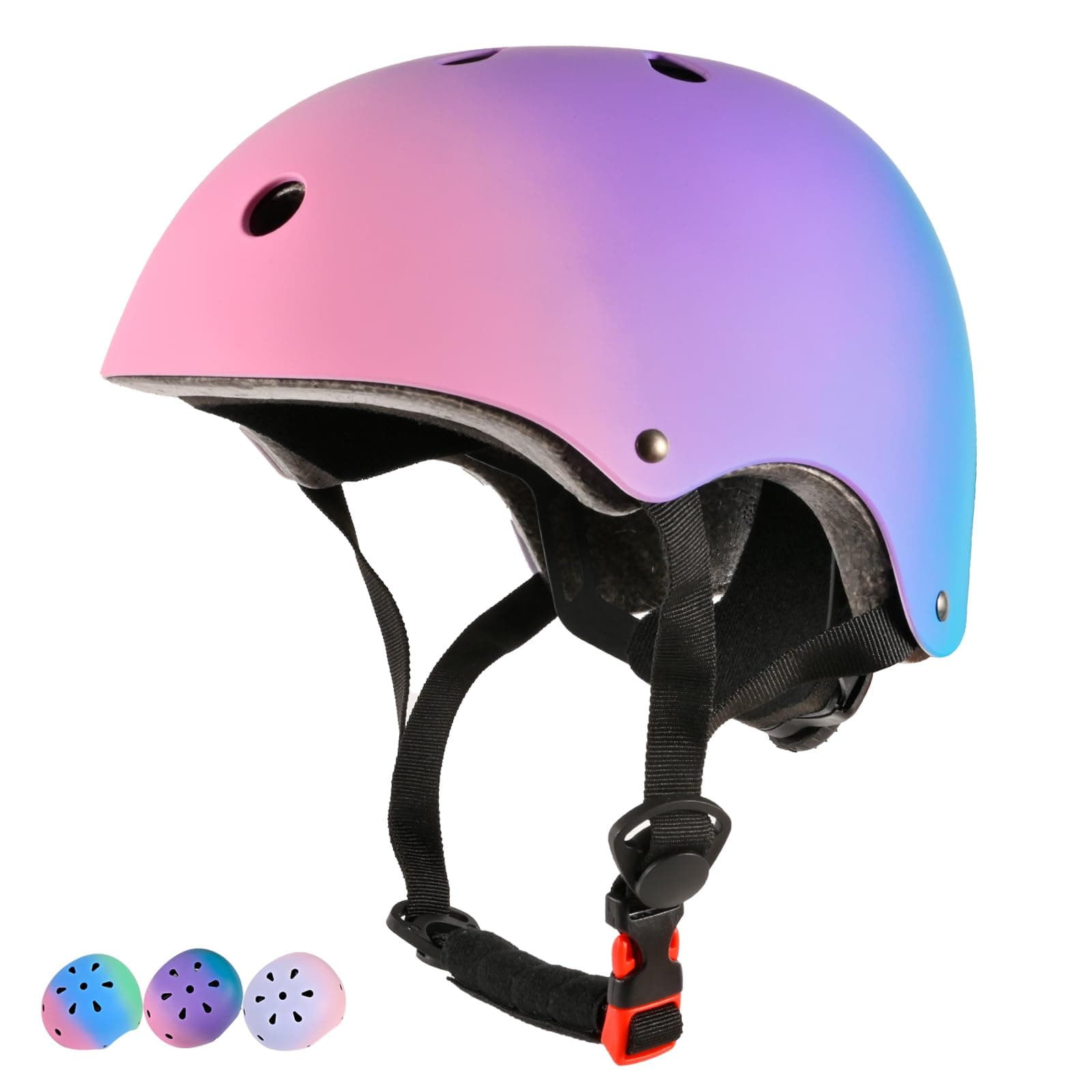 LOKJIJI Casco de Bicicleta Ajustable para niñas y niños, Cascos Infantiles de protección con degradación de Colores para Multideporte Ciclismo Patines Patinete Patinaje