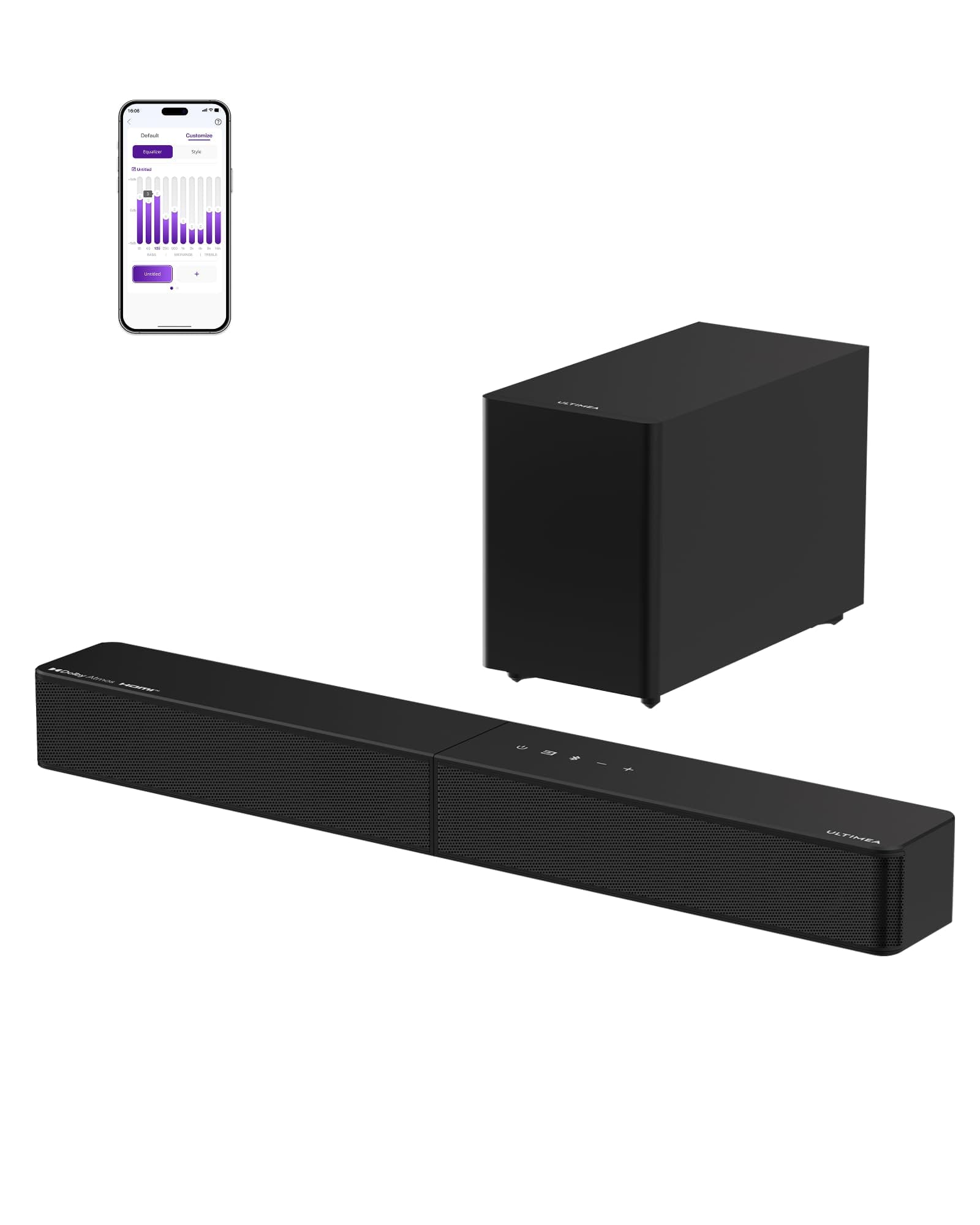 ULTIMEA 2.1 Soundbar con Subwoofer Wireless, Dolby Atmos, VoiceMx, BassMx, Soundbar per Smart TV 240 W Potenza di Picco, App Control, HDMI eARC, Ottico, Bluetooth® 6.0, Poseidon M40, Modello 2026