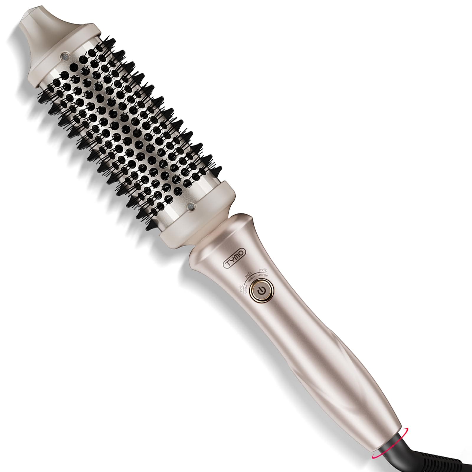TYMO STYLUX Thermobürste 43mm - Thermal Brush Lockenbürste Styler für natürliche Locken und Blowout, Hot Brush Heiße Rundbürste zum Glätten und Volumen für Lange und Kurze Haar, EU Stecker, Gold