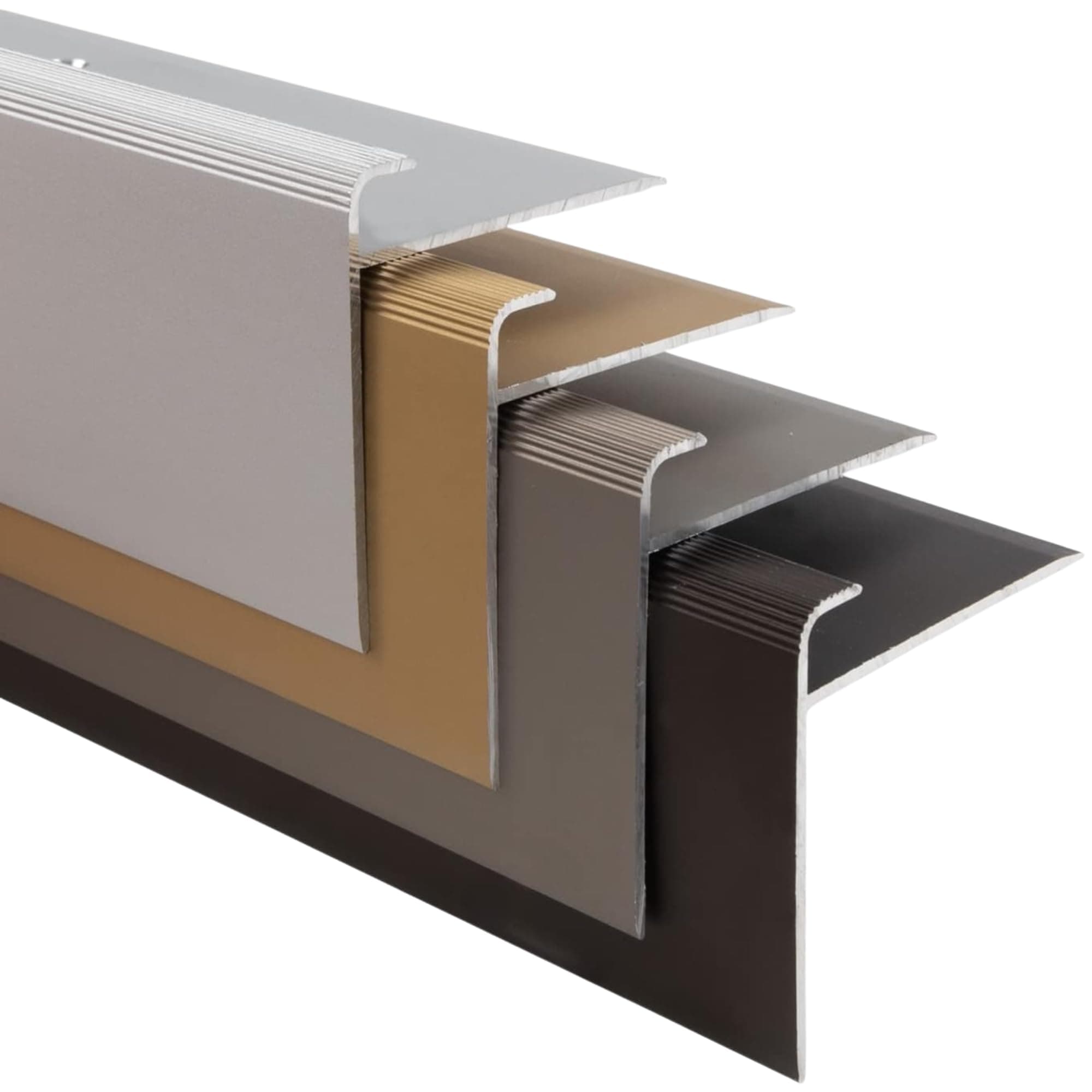 Floordirekt Stufenkantenprofil 1 Stück Safety | F-Form | Treppenkantenprofil | Für Bodenbeläge mit 7-8 mm Höhe | inkl. Montagematerial (Länge: 90 cm | Höhe: 53 mm, Silber)