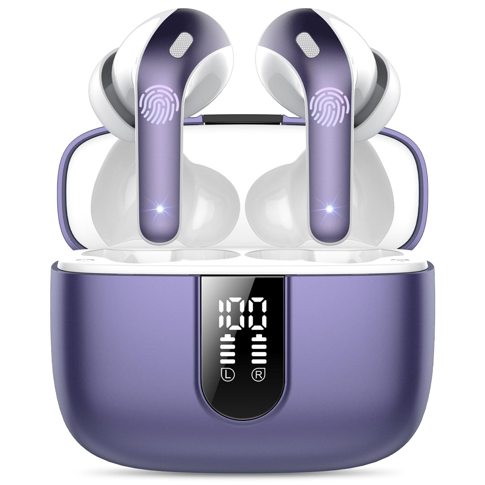 Auriculares Inalámbricos Bluetooth, Auriculares Bluetooth 5.3, 4 Mic con Reducción de Ruido ENC, 50H con Graves, Cascos Inalambricos Bluetooth IP7 Impermeable, Carga Rápida USB-C, Ajuste Cómodo