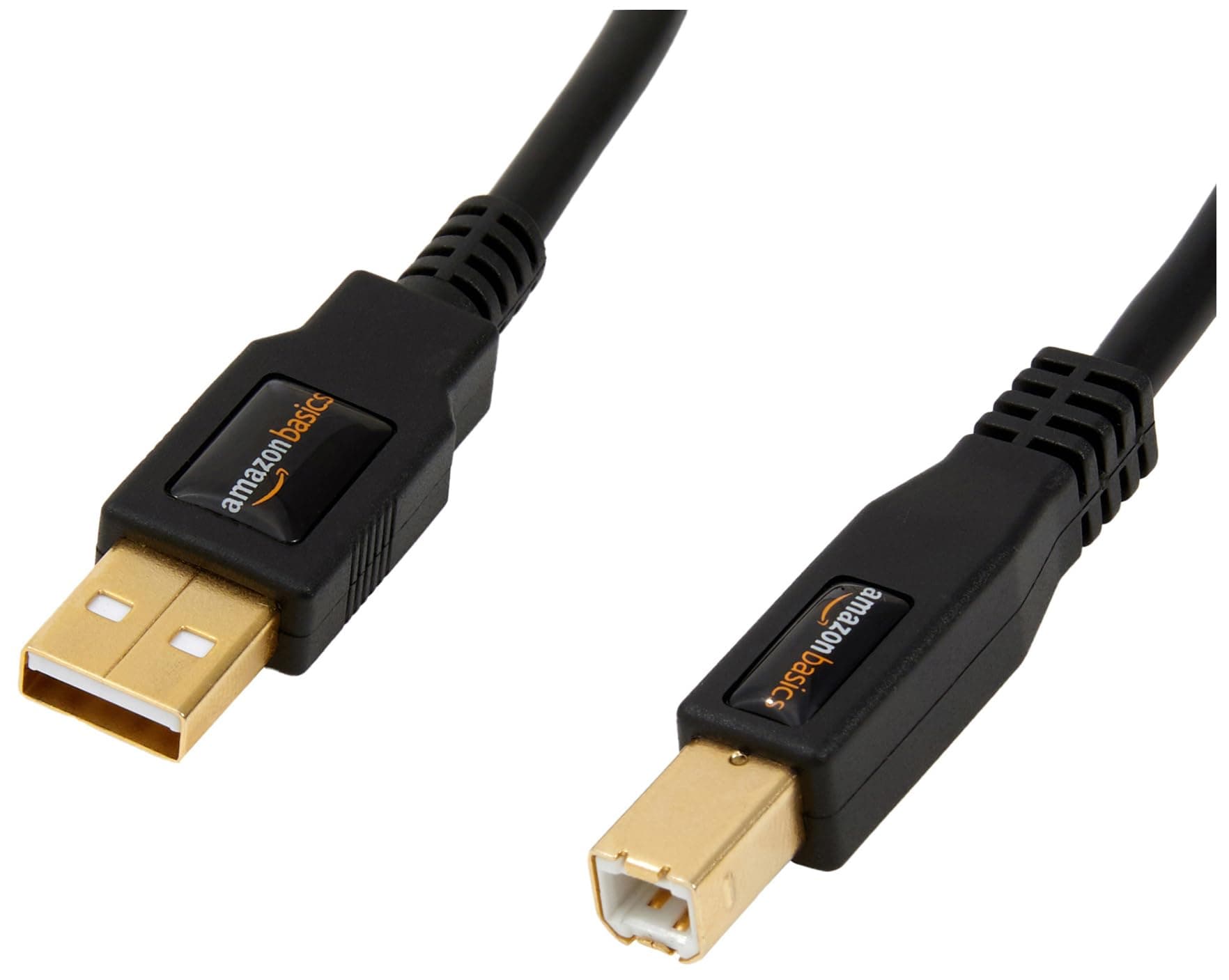AmazonBasics USB-2.0-Kabel kompatible mit Drucker, Typ A auf Typ B, mit vergoldeten Anschlüssen, 3 m, Schwarz