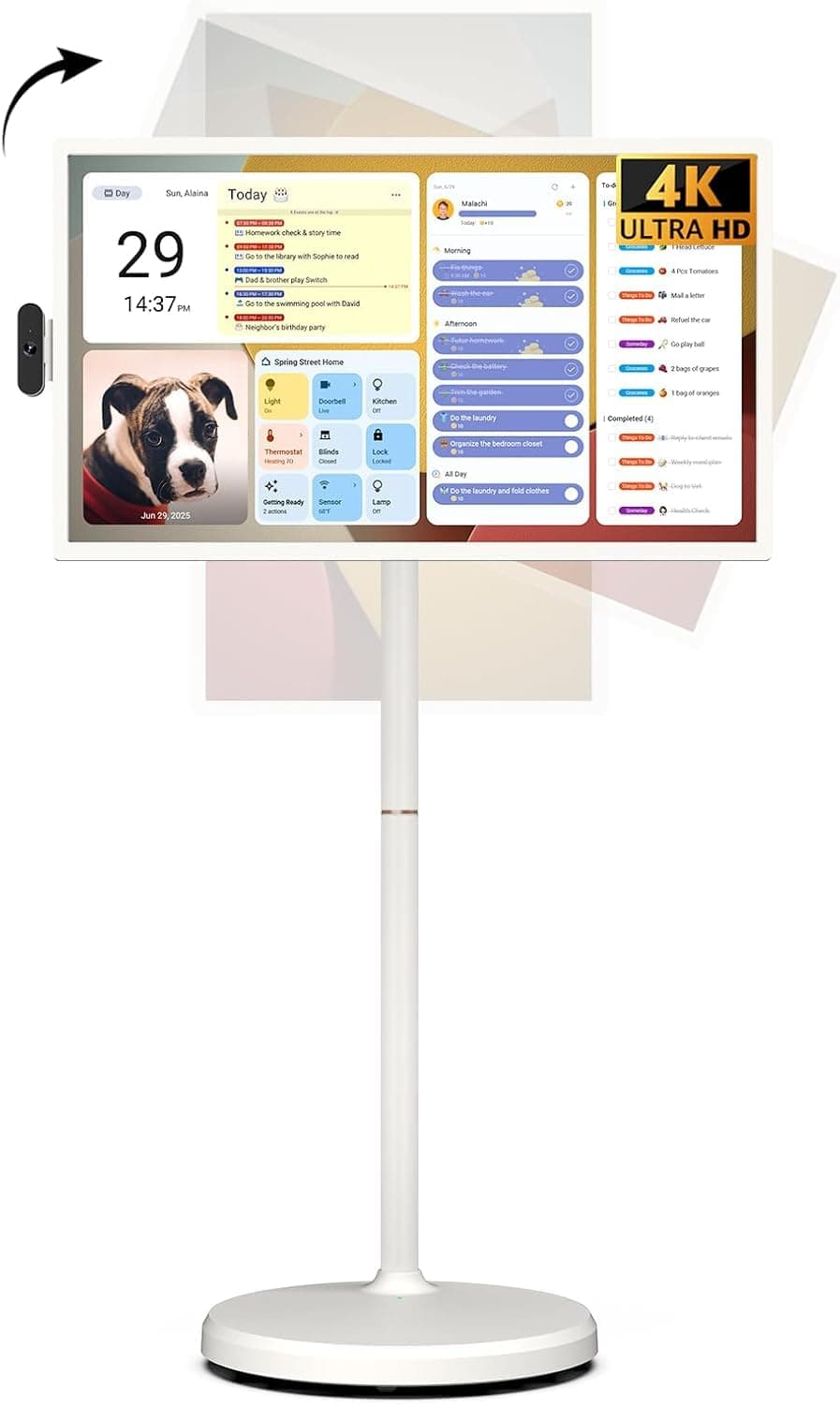 ApoloSign Moniteur Portable de 32 Pouces, avec écran Intelligent Rotatif de 2160p, écran Tactile, système d'exploitation Android, Batterie intégrée, Rotation complète à 360 degrés
