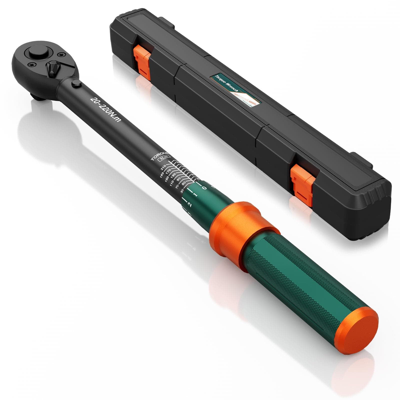 NADOKHI Llave Dinamometrica 1/2", 20-220Nm, 72 Dientes Cabezal Reversible Llave Dinamometrica Coche, Precisión ±3%, para Reparación y Mantenimiento de Moto, Coche y Camión