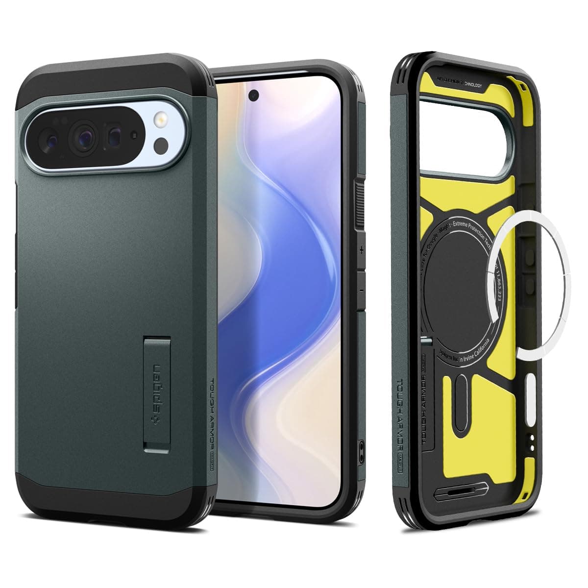 Spigen Tough Armor (AI) MagFit Hülle für Google Pixel 10 und Pixel 10 Pro, Kompatibel Mit Pixelsnap und MagSafe [2025 Neue Funktion] -Abyss Green