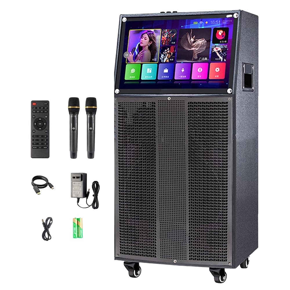 Máquina de karaoke portátil, pantalla táctil de altavoz Bluetooth de karaoke profesional, utilizada para cantar en casa, bailar, fiestas, ver películas, compatible con Bluetooth/TF/USB/AUX/TWS/wifi