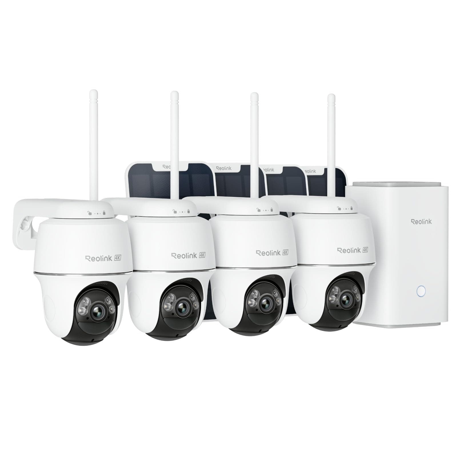 Reolink 4K 360° PTZ Telecamera Wi-Fi Esterno Kit, Senza Fili, 2,4/5 GHz WiFi, Rilevamento Uomo/Auto/Animale, Visione Notturna a Colori Registrazione Locale, Argus PT Ultra con Home Hub