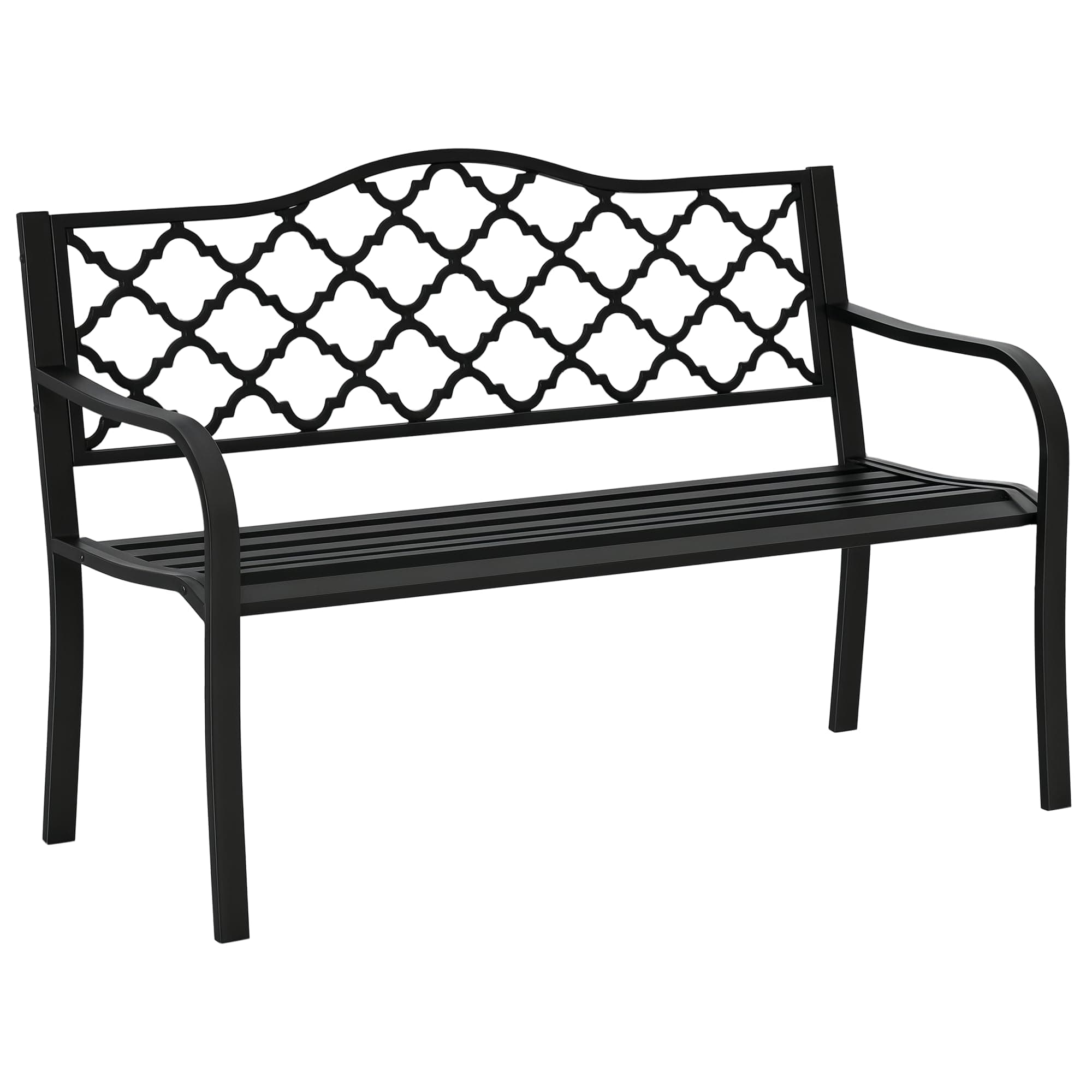 Outsunny Banc de Jardin 2 Places Banc extérieur Jardin en Fonte Style Antique avec accoudoirs et Dossier, Banquette extérieure pour Balcon terrasse Patio véranda pelouse, 128 x 58,5 x 89 cm, Noir