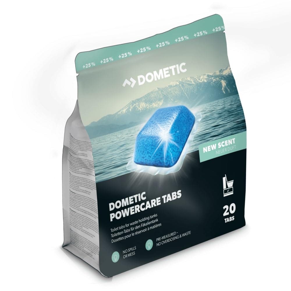 DOMETIC Power-Care für Camping-WCs & Chemietoiletten – Sanitär-Zusatz zersetzt Fäkalien und verhindert unangenehme Gerüche – Alternative zu Sanitärflüssigkeit (20 Tabs für 20 Tankfüllungen), 500 g