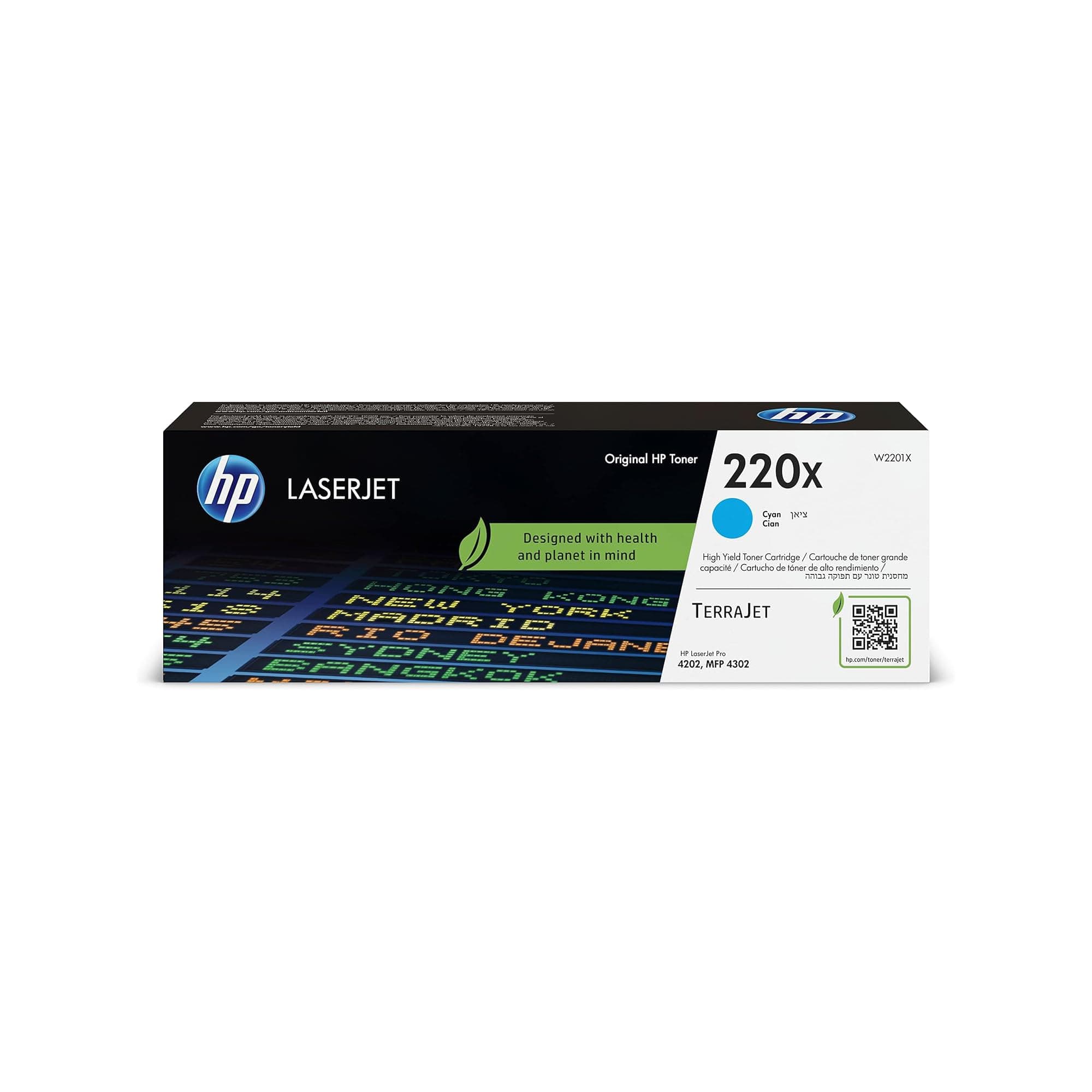 HP 220X Toner LaserJet Cyan Authentique pour imprimante Color LaserJet Pro 4202dn/4202dw Color LaserJet Pro MFP 4302dw/4302fdn/4302fdw