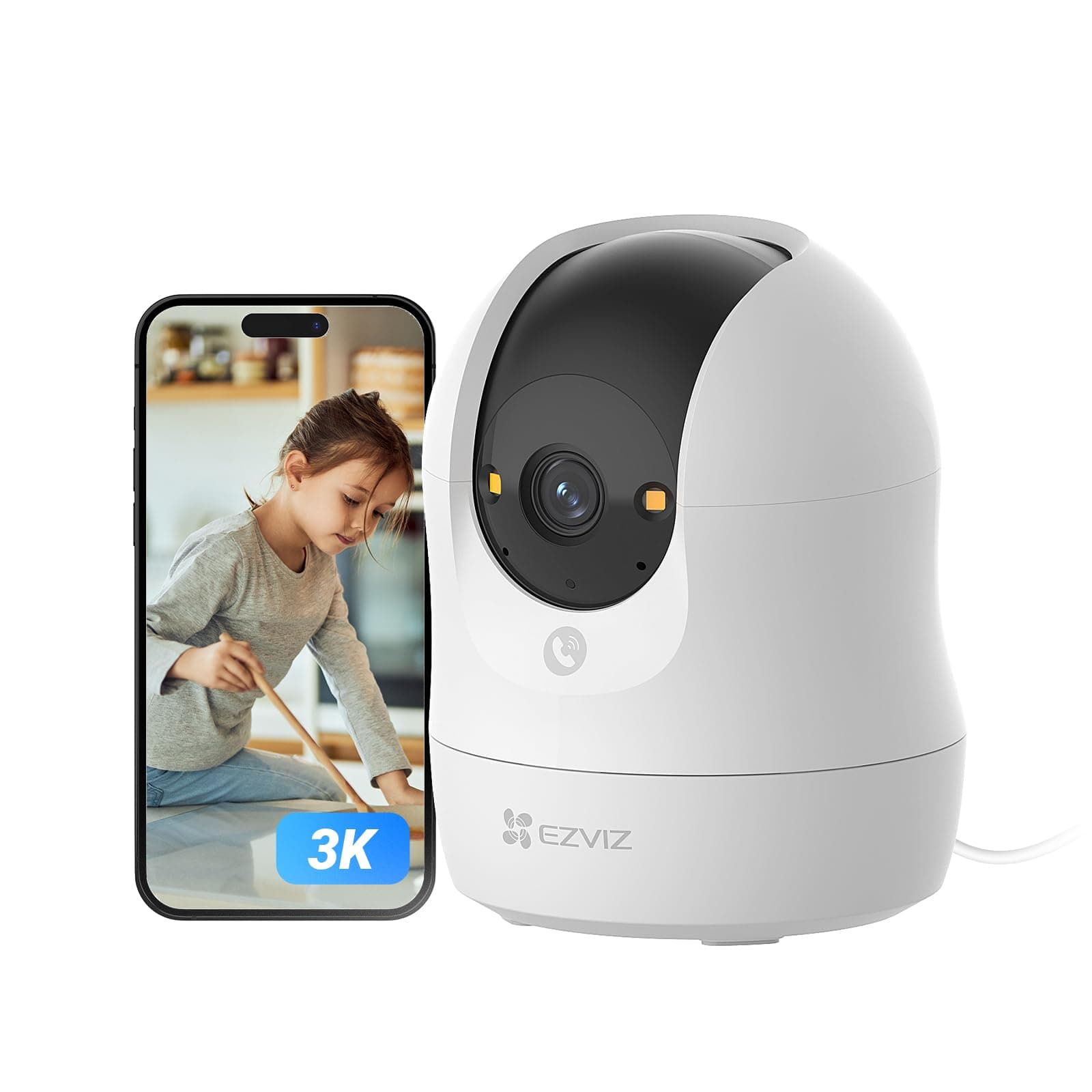 EZVIZ C6N G1 3K Telecamera Wi-Fi Interno, 5MP Videocamera Sorveglianza Interno Pan/Tilt/Zoom, Rilevamento di Persone, Visione Notturna a Colori con WDR, Chiamata Bidirezionale, WiFi 2.4Ghz