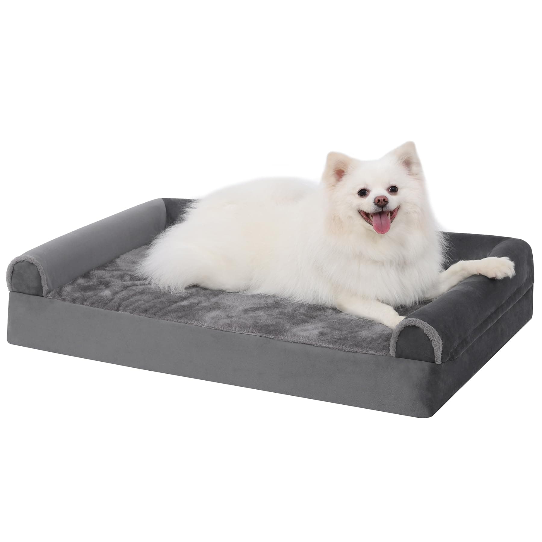 KSIIA Cama Perro Grande 90x57x16cm Cama Ortopédica para Perros Sofá para Perros Lavable y Desenfundable, L Gris