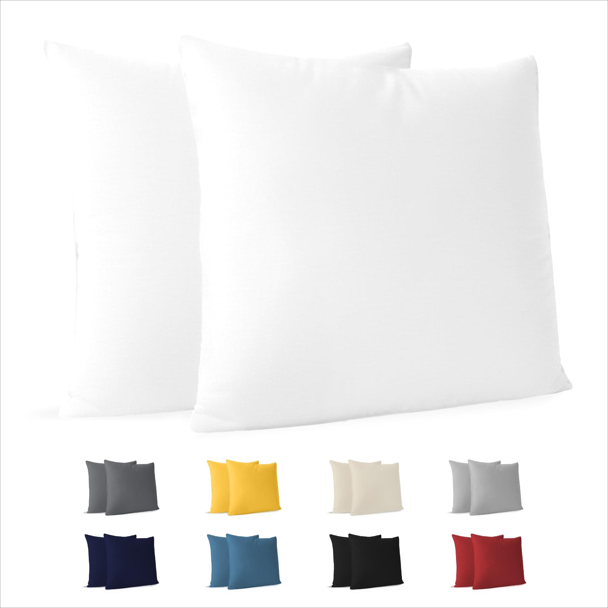 Taie Oreiller 65x65 cm (Lot de 2) Dreamzie - 100% Coton Jersey 150 GSM - Blanc - Taie d'oreiller 65 x 65 cm- Housse de Coussin Résistant et Hypoallergénique pour Oreiller 65x65 cm