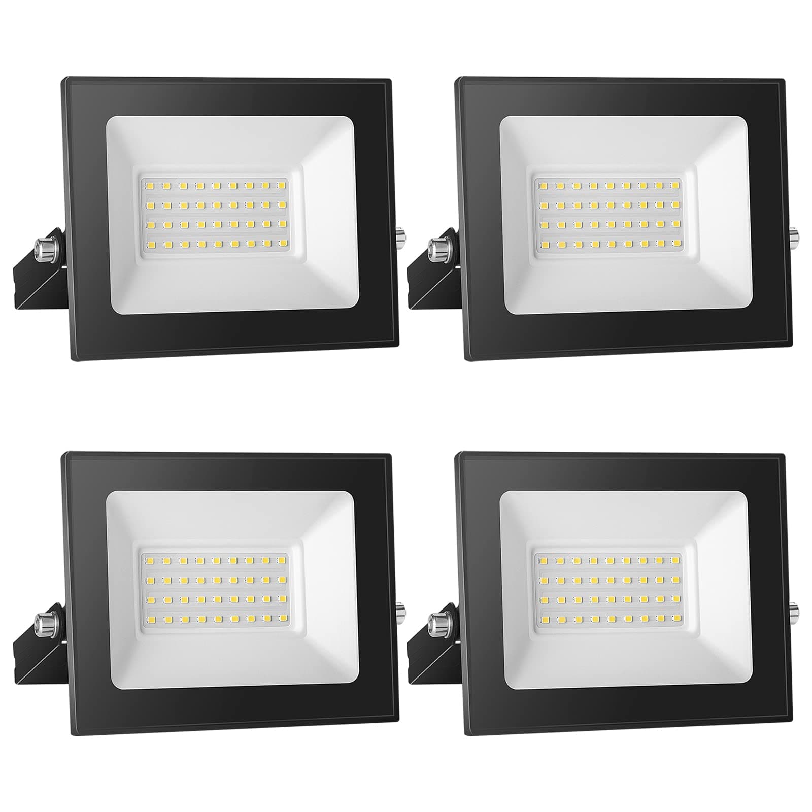 4 Pack Foco LED Exterior 30W, Alto Brillo 3000LM Proyector LED Exterior Iluminación 3000K Bianco Caldo, Luz de Seguridad Impermeable IP65, Lampara LED Pared Techo para Jardín Garaje Camino Patio