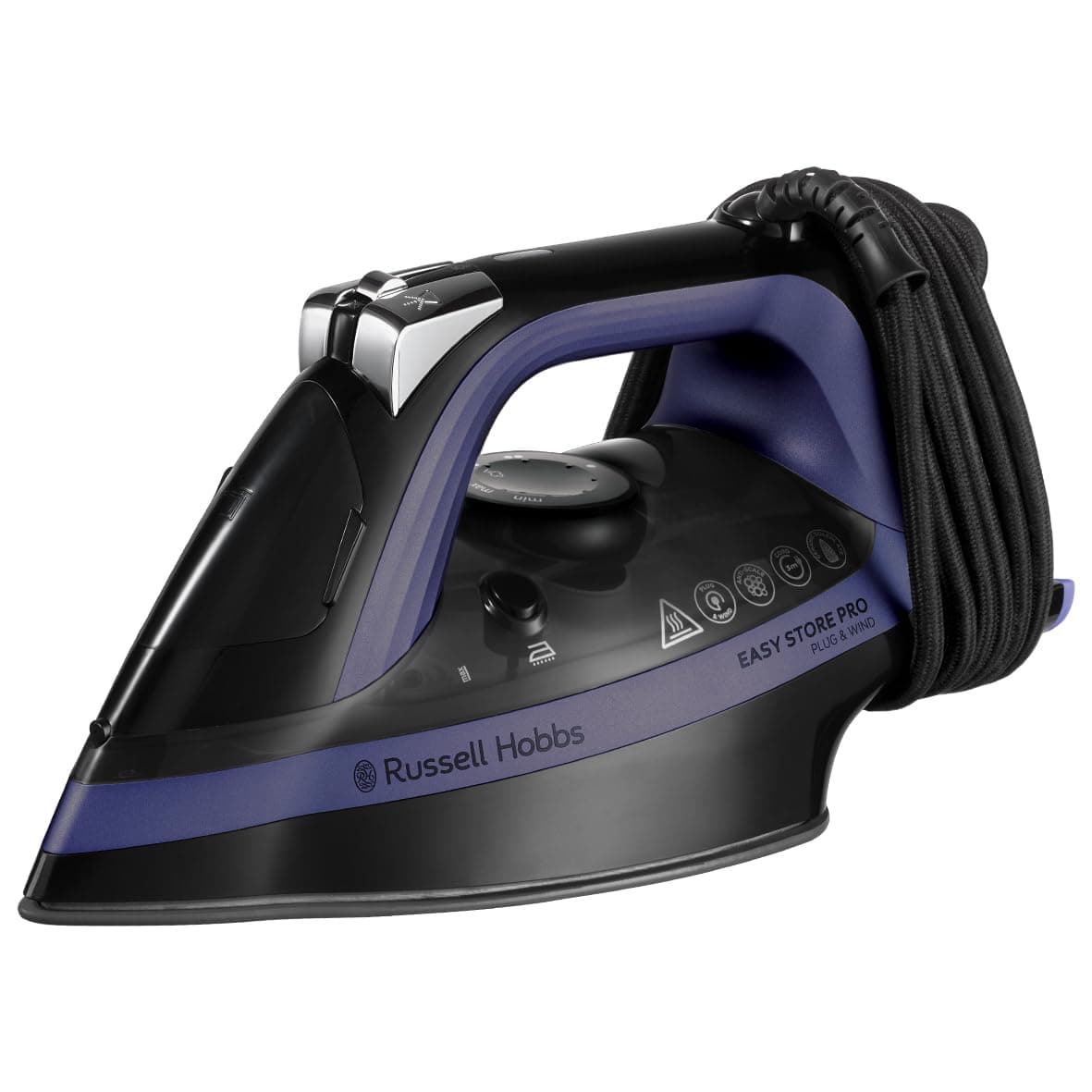 Russell Hobbs Ferro da Stiro a Vapore - Una Temperatura Ottimale per tutti i tessuti,Avvolgicavo salvaspazio - 2400 W, Colpo Vapore Extra 200 g, Piastra in Ceramica, Anticalcare, Plug&Wind 26731-56
