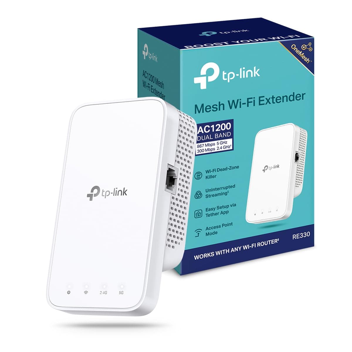 TP-Link RE330 WiFi Repeater, AC1200 Mbps WiFi Amplifier, Gigabit Ethernet Port, Powerful WiFi Repeater, Compatible with Internet Boxes, Enjoy Without Changing Your Box