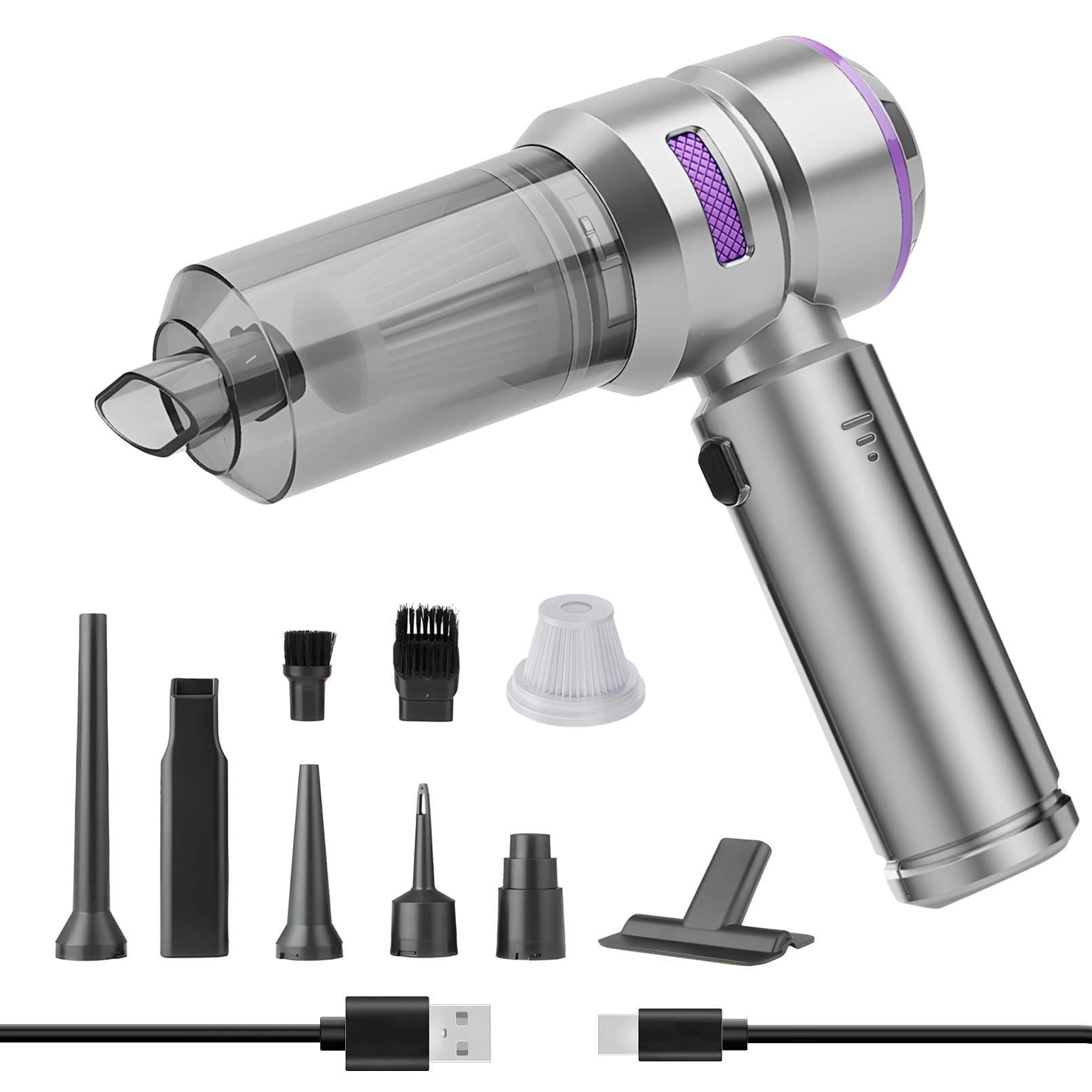 Higoom Aspirador 4 en 1 de Mano inalámbrico: Aspirador para Coche, Mini Aspirador con succión Fuerte de 22000 Pa, soplador de Polvo. Se Puede Utilizar Tanto en el hogar como en el Coche