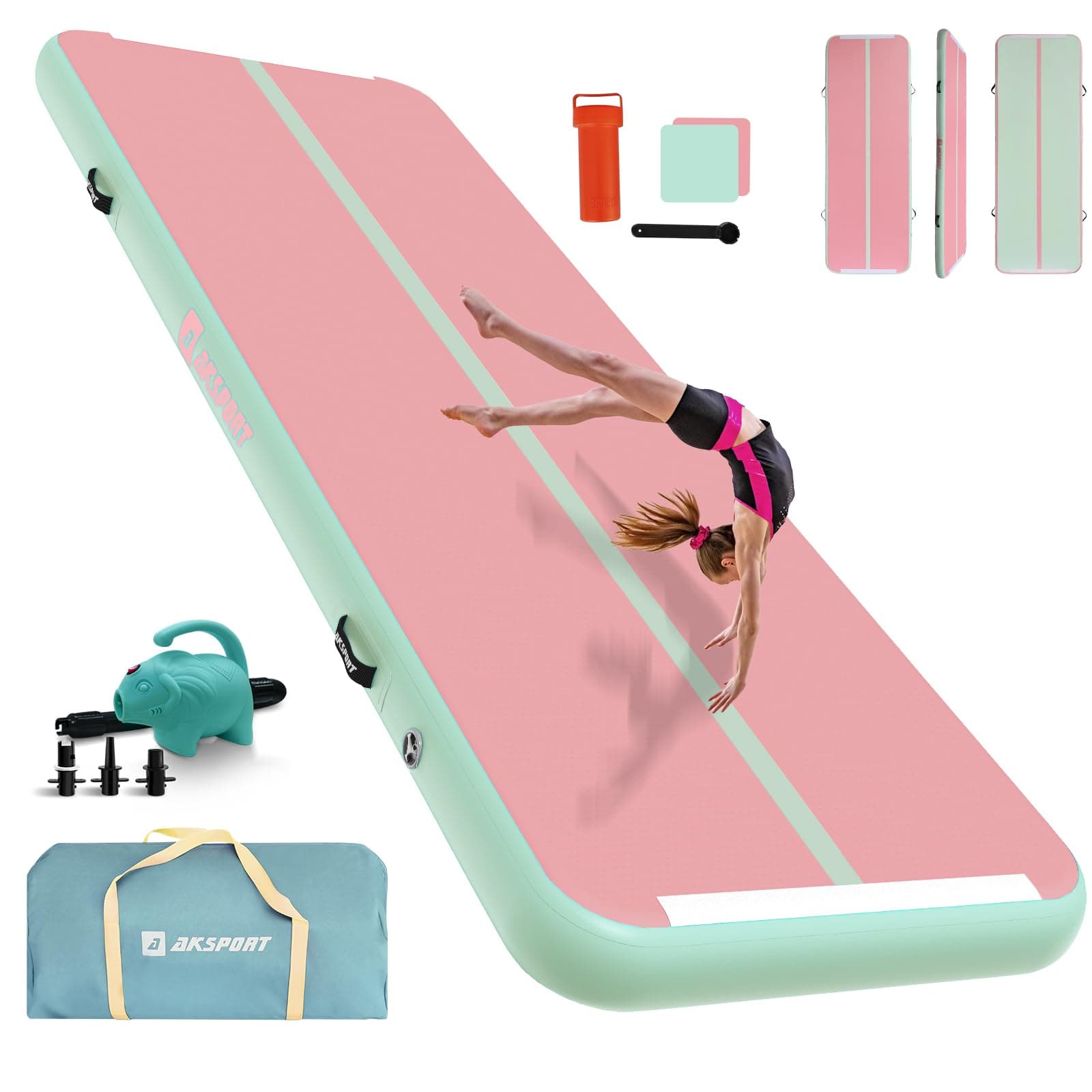 AKSPORT Esterilla hinchable de aire para tumbling, 3/4/5/6 m, esterilla de gimnasia de aire, 10/20 cm de alto, con bomba de aire para el hogar, el balanceo, el gimnasio, la formación, las animadoras
