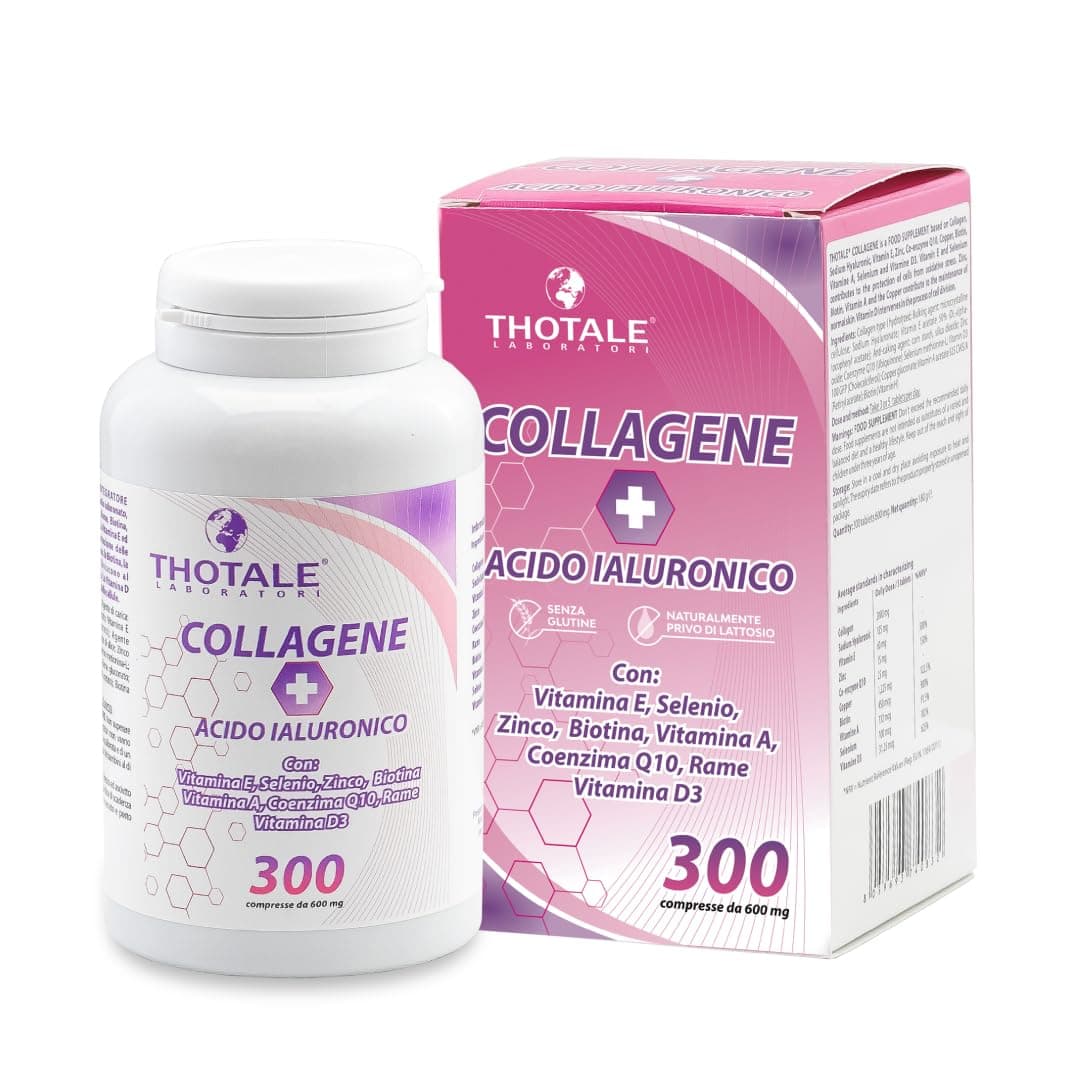 Collagene Idrolizzato 2000mg e Acido Ialuronico, 300 Compresse, Integratore Collagene, Acido Ialuronico, Coenzima Q10, Vitamina D3, Biotina, Zinco per Pelle, Ossa, Articolazioni e Capelli