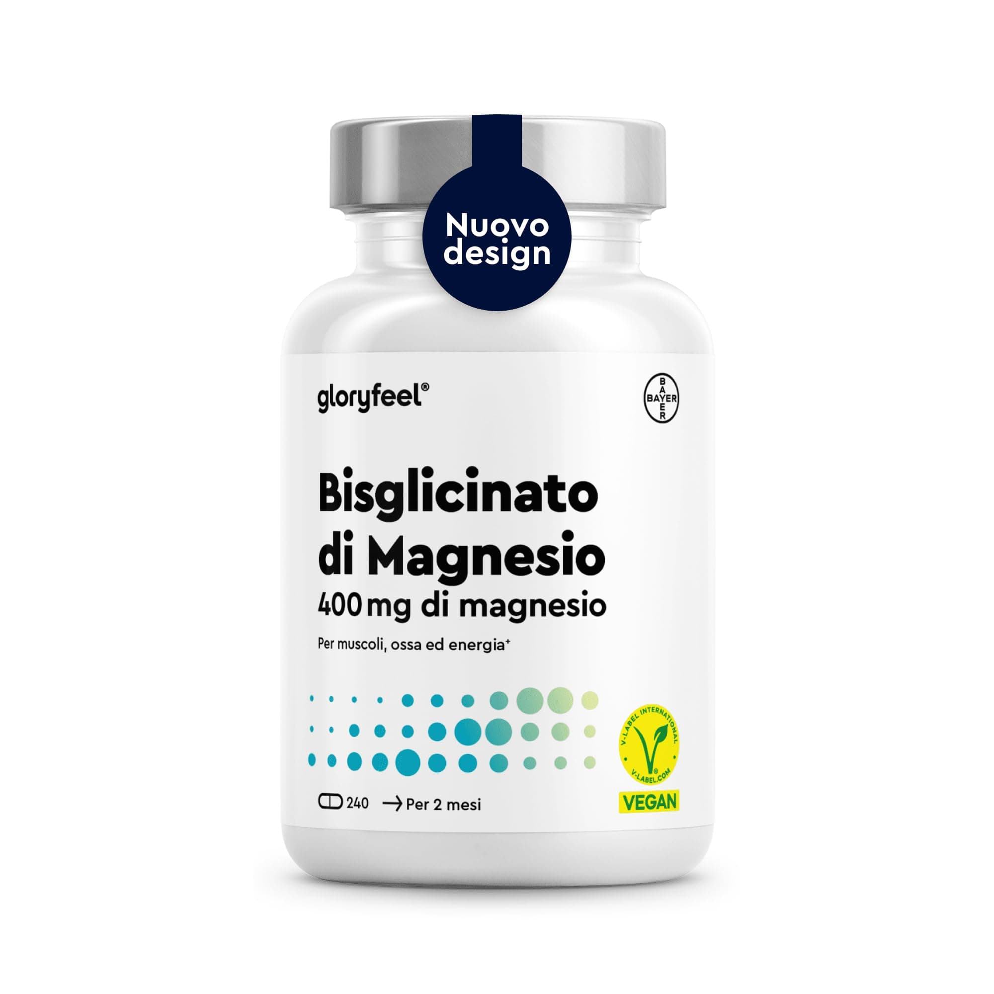 Magnesio Bisglicinato, Eletto PRODOTTO DELL'ANNO 2025, 400mg Magnesio Elementare per Dose Giornaliera, Alto Dosaggio, Scorta 2 Mesi, facilmente Digeribile e ad Alta Biodisponibilità, 100% Vegan