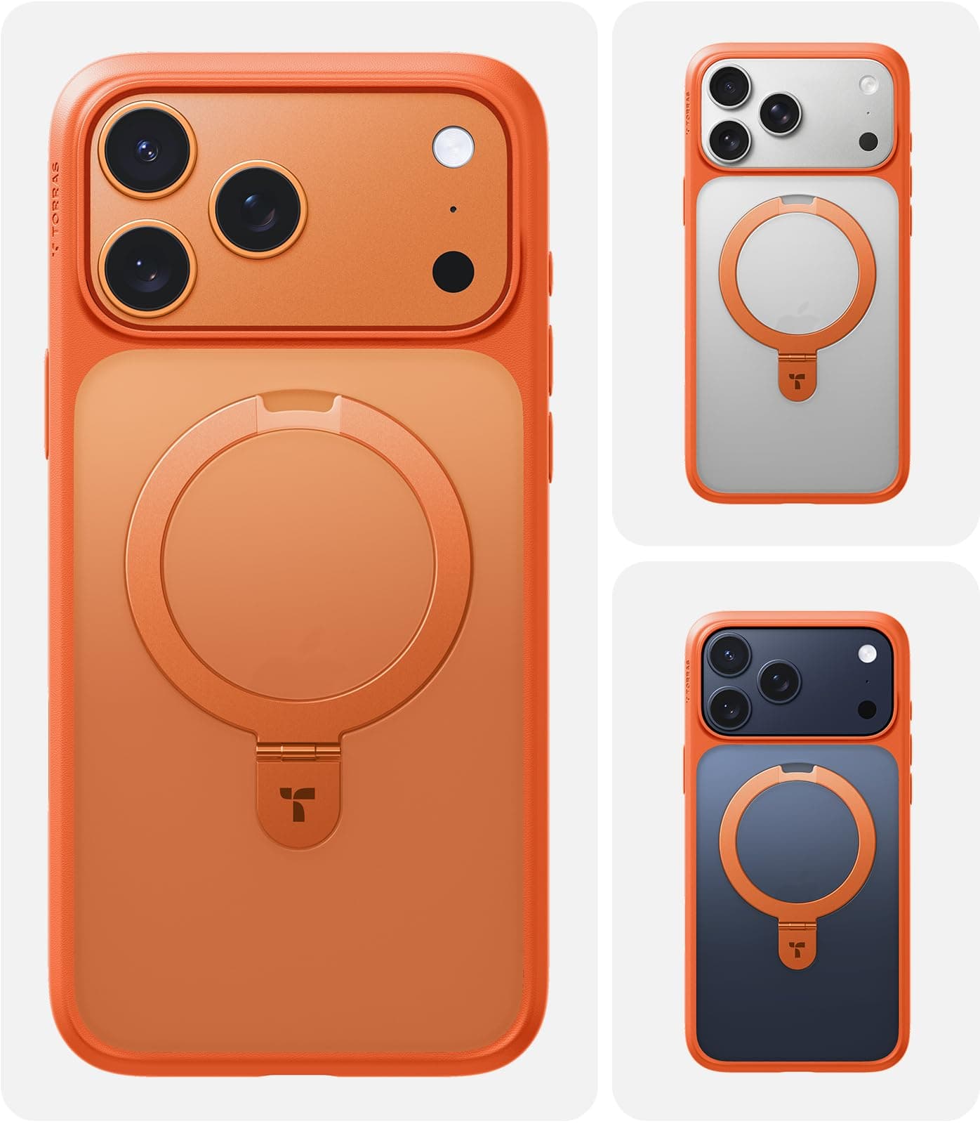 TORRAS Ostand Q1 Guardian für iPhone 17 Pro Hülle für MagSafe (Militärschutz Kameraschutz & Stabilster Ständer & Nr.1 Magnetkraft) Handyhülle iPhone 17 Pro Case Schutzhülle All-in-One Orange