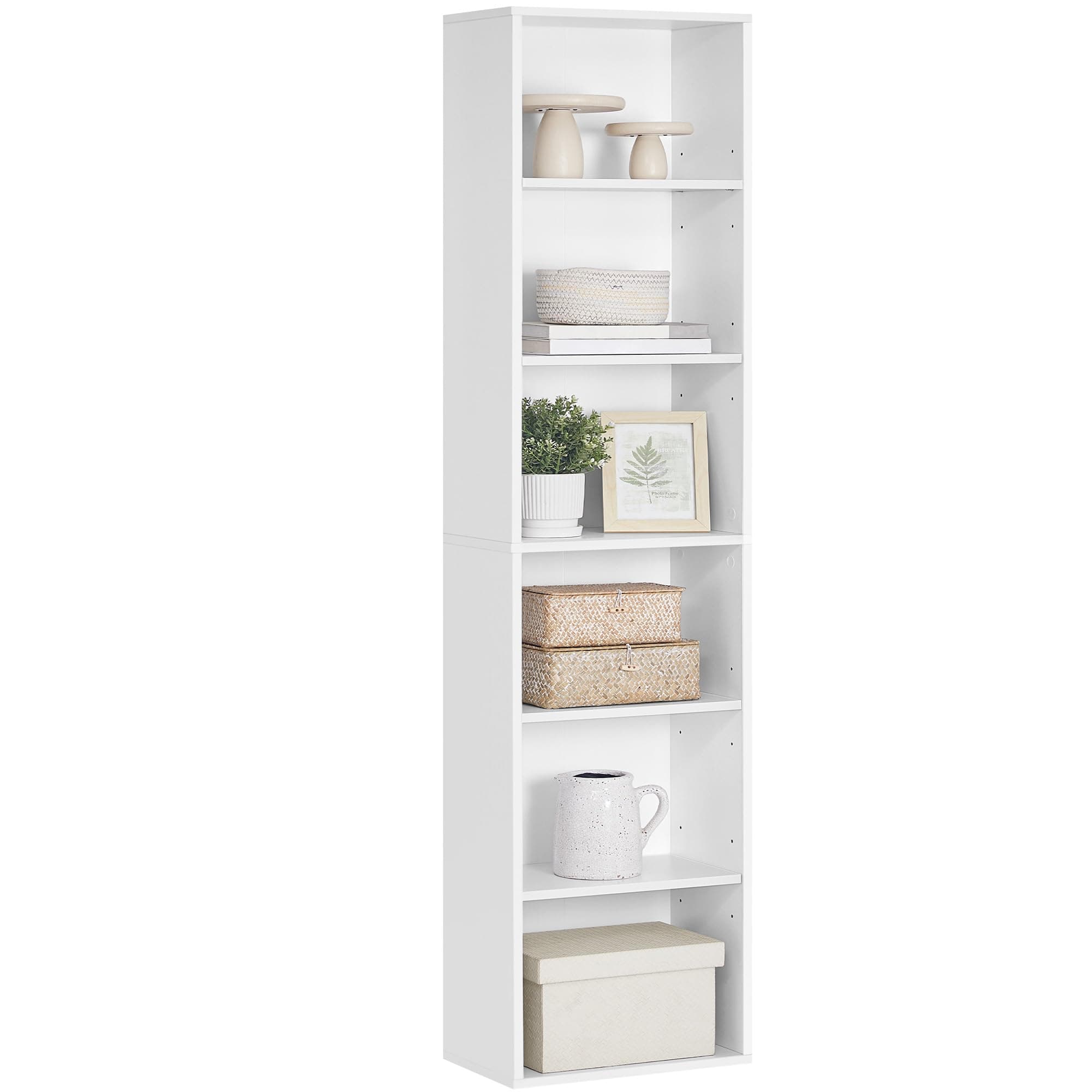 VASAGLE Bücherregal, 6-stöckiges Regal, offenes Aufbewahrungsregal, Standregal, 24 x 40 x 178,5 cm, für Wohnzimmer, Homeoffice, Esszimmer, wolkenweiß LBC167T14
