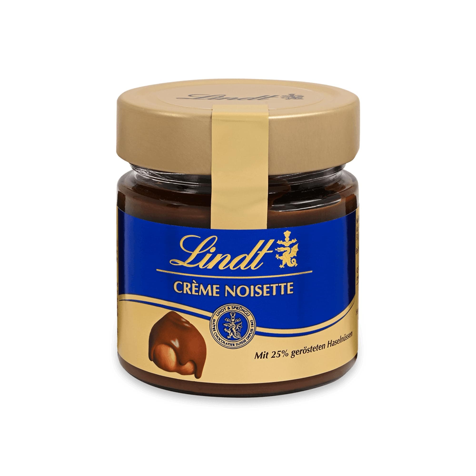 Lindt Schokolade - Brotaufstrich Crème Noisette | 220 g | Haselnusscrème Brotaufstrich im Glas mit aromatischem Kakao und 25% gerösteten Haselnüssen | Schokoladen-Brotaufstrich| Schokoladengeschenk