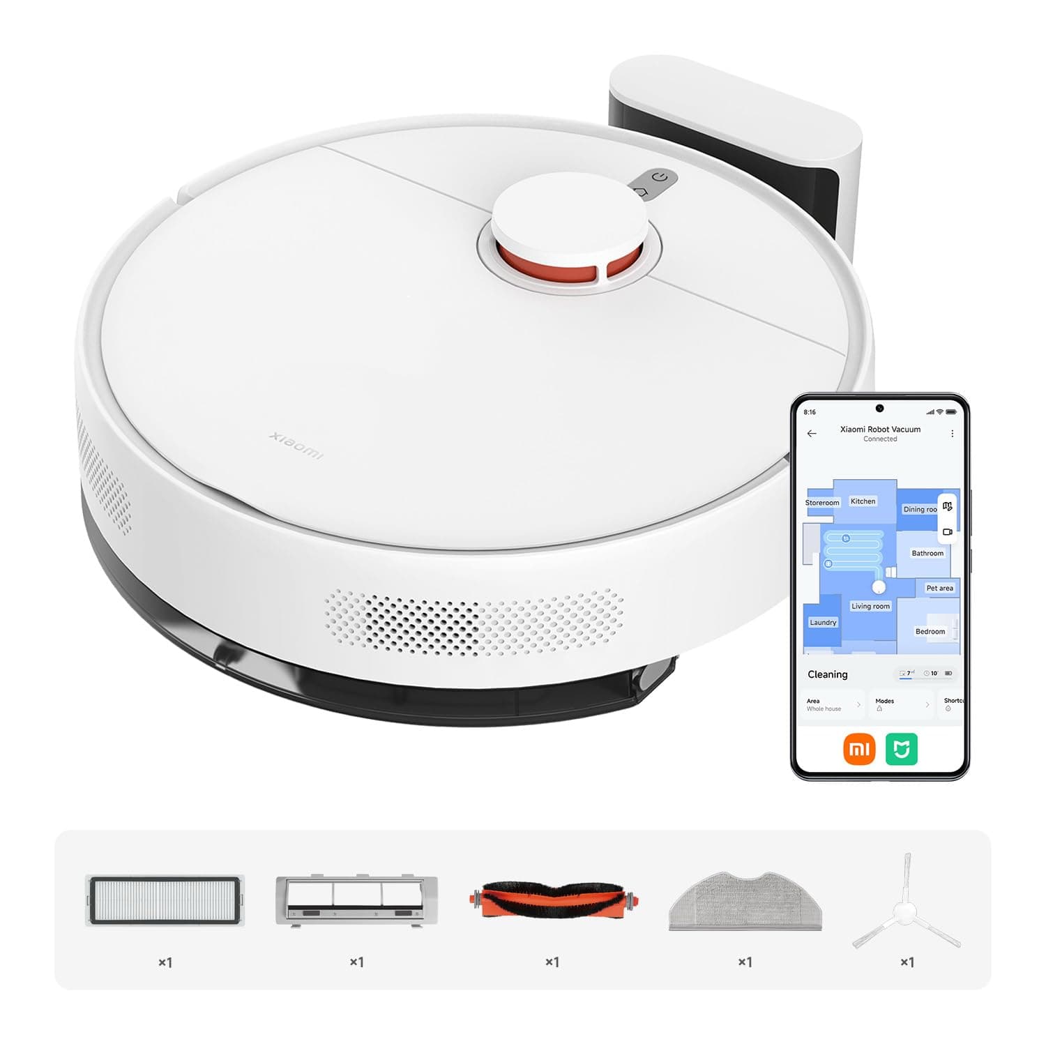 XIAOMI Robot Vacuum S40C, Aspirador y fregona 2 en 1, 5000Pa de succión, navegación Inteligente LDS, Recarga automática, Compatible con Suelos Duros y alfombras de Pelo Corto