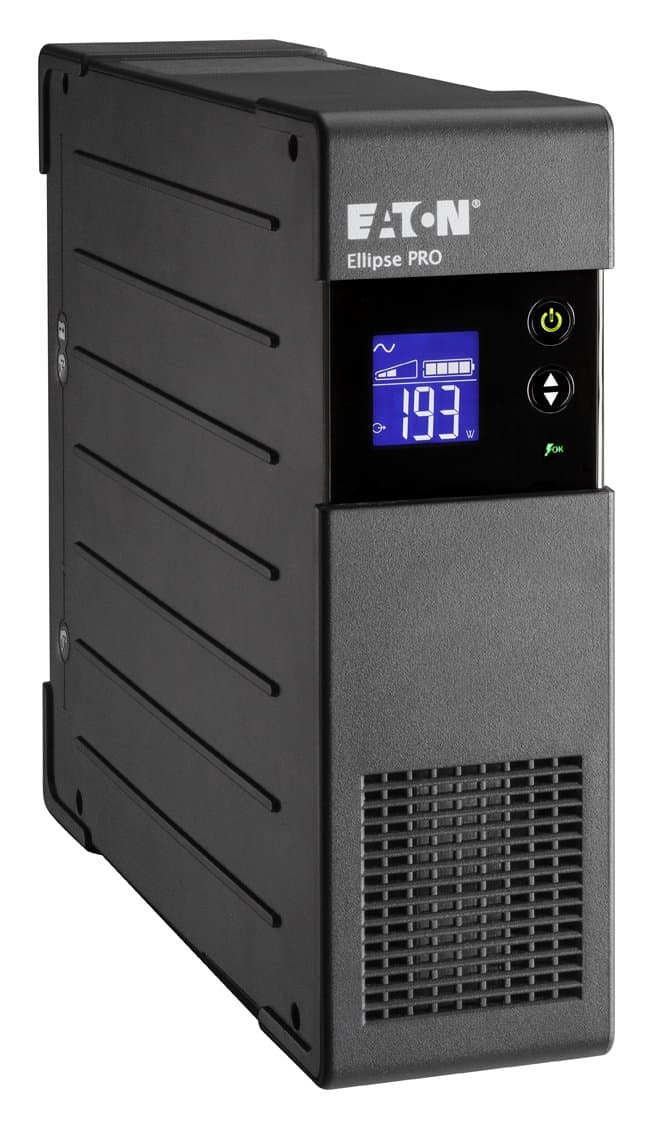 Eaton Onduleur Ellipse Pro 850 FR - Line Interactive UPS - Puissance 850VA (4 Prises FR) - Régulation Tension (AVR) - UPS avec Afficheur et Interface USB (Cable USB Inclus) - Noir (ELP850FR)