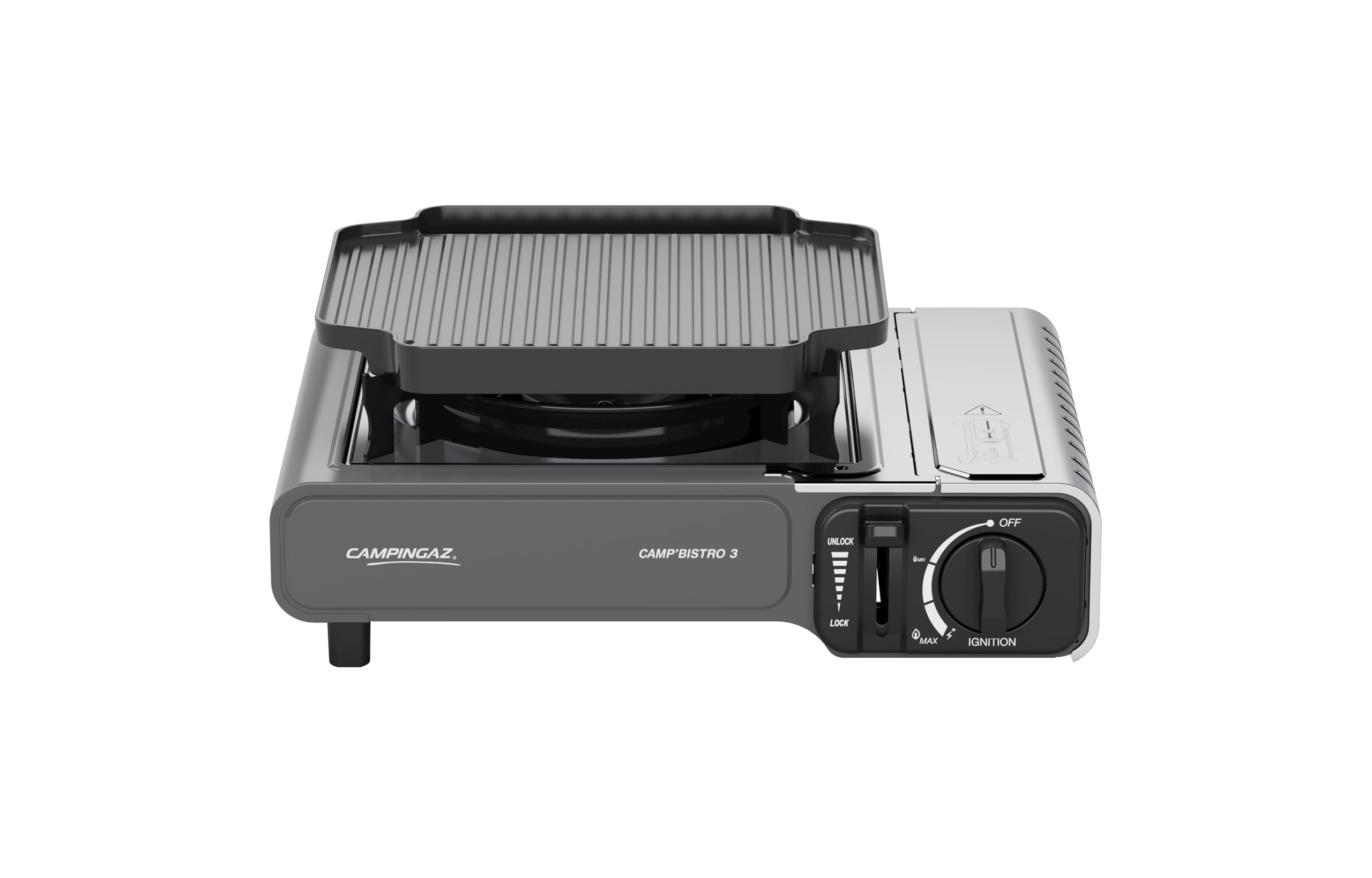 Campingaz Camp Bistro 3 Combo Hornillo y Plancha | Hornillo Camping de 1 Quemador | 2200 vatios | Cocina portátil compacta para Exteriores | Incluye Estuche de Transporte para facilitar su Transporte