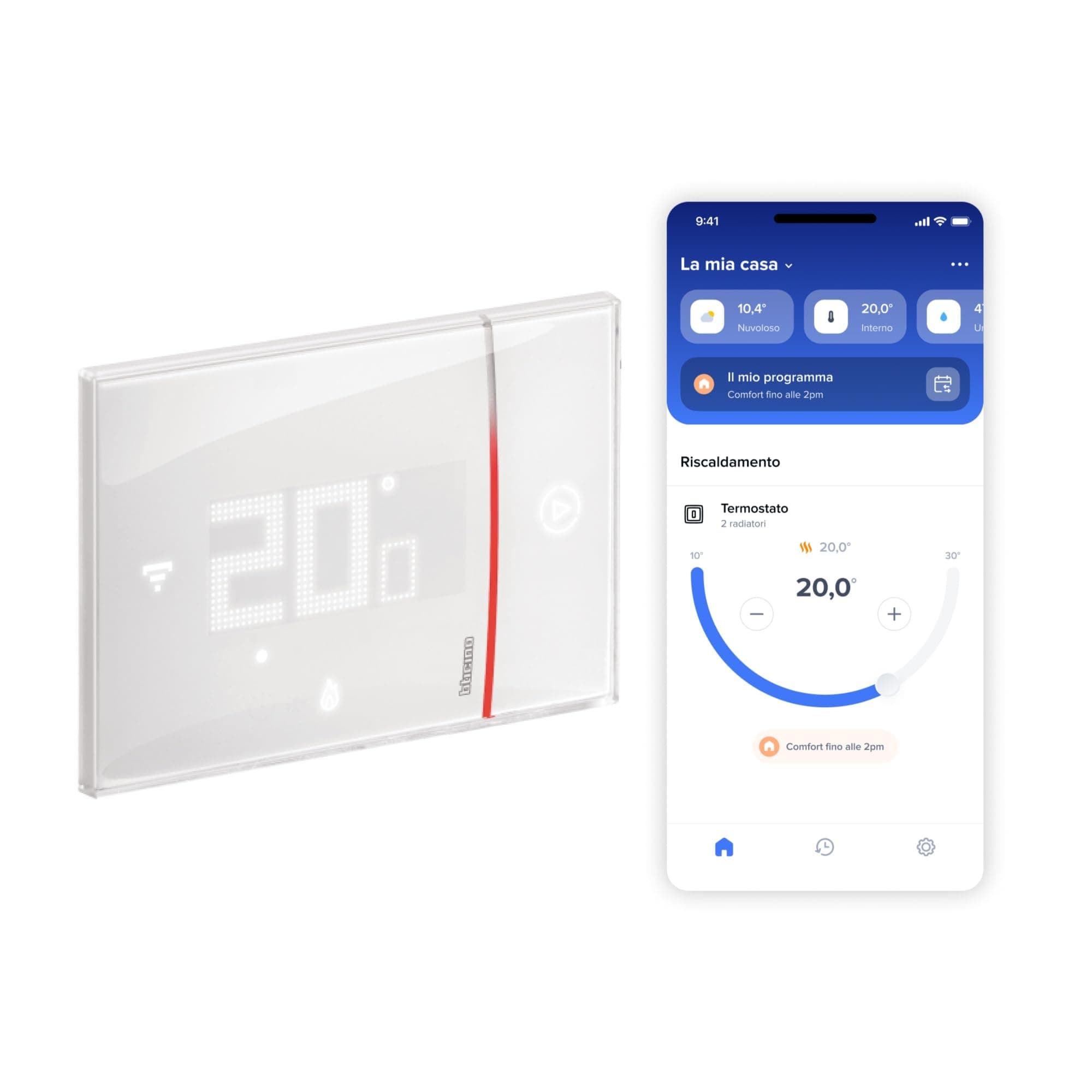 BTICINO SXW8002 Termostato WiFi 220V, Smarther2 with Netatmo, Termostato Caldaia da Incasso, Controllo da Remoto con App, Alexa, Google Assistant, Apple HomeKit, Programmabile, Risparmio Energetico