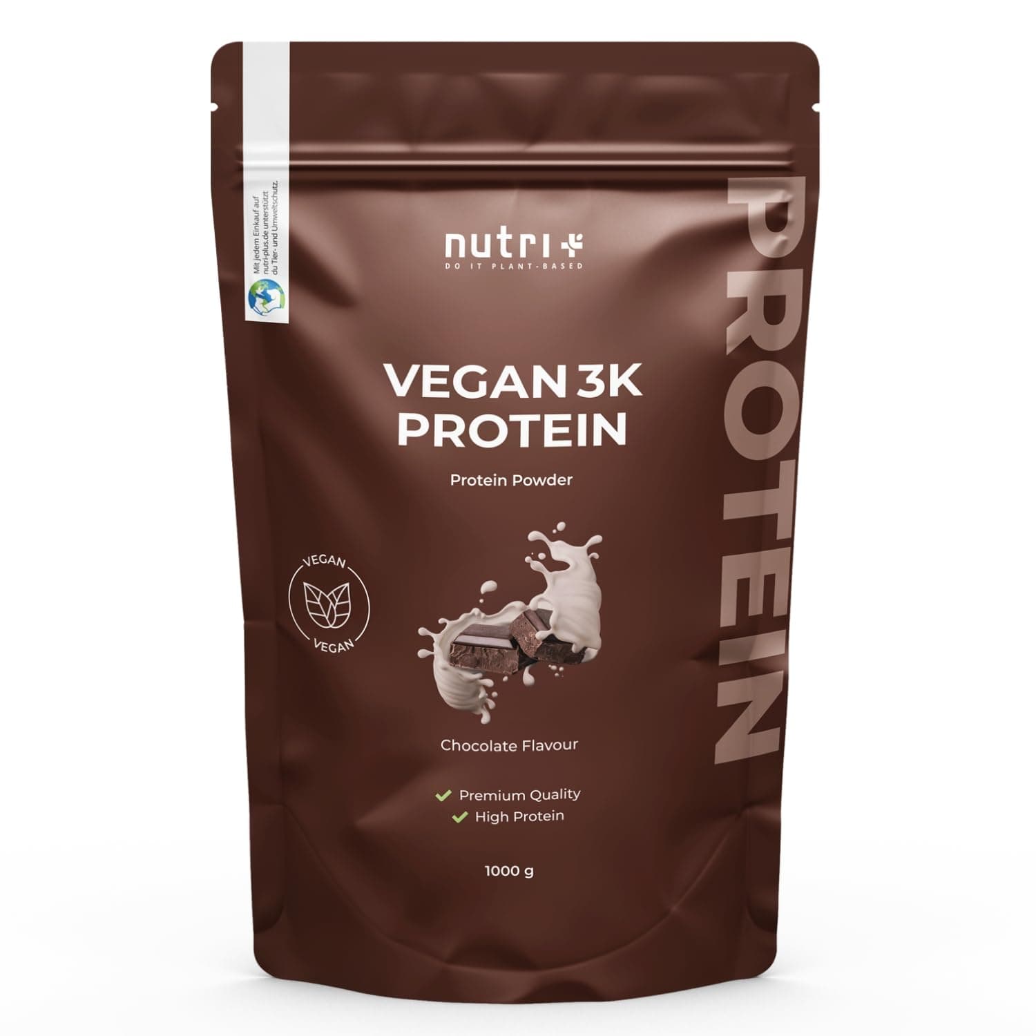 Nutri + Proteine Vegane in Polvere Cioccolato 1kg - Soia Pisello Girasole - Frullato Proteico Vegano Chocolate 1000g Senza Lattosio