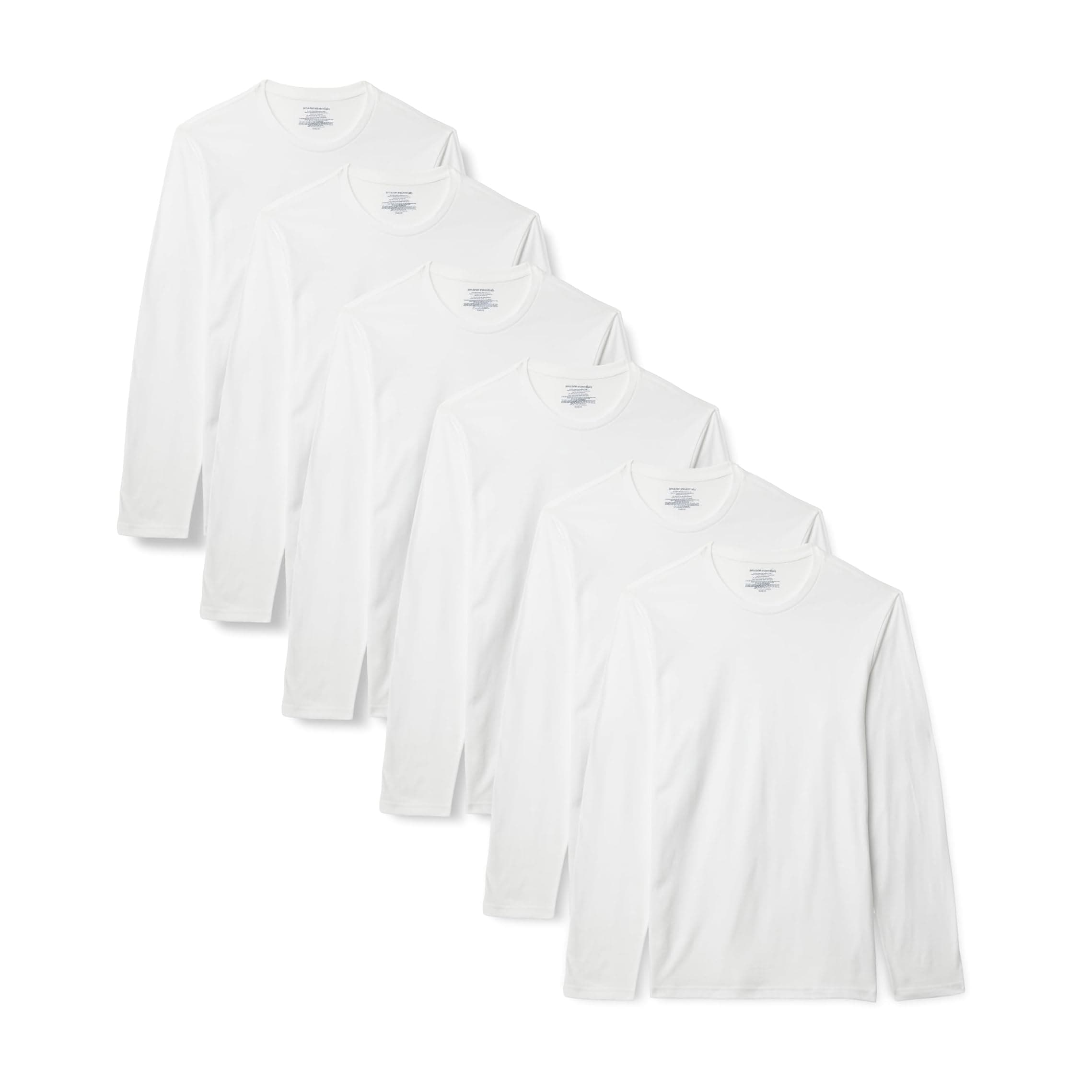 Amazon Essentials Magliette Intime Girocollo in Cotone a Vestibilità Aderente Uomo, Confezione da 6