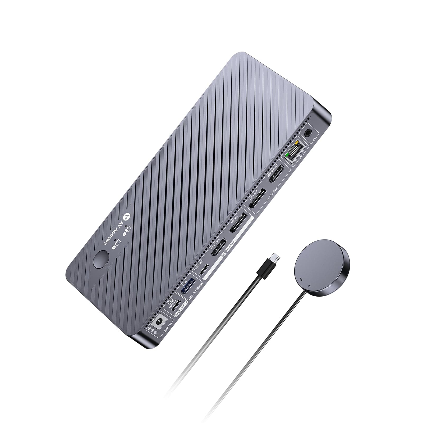 AV Access 8K KVM Switch 2 Monitors 2 Computers for Laptop & Desktop, 100W USB C Charge for Laptop, Ethernet, Docking Station Dual Monitor 8K@60Hz/4K@165Hz, 4xUSB 3.2, Audio, SD