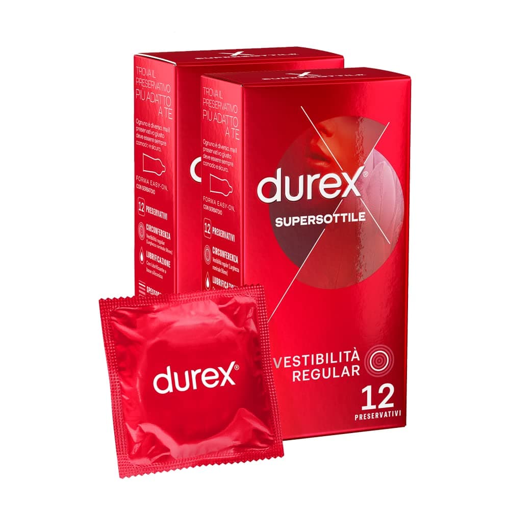 Durex SuperSottile, Preservativi Ultra Sottili Vestibilità Regular, 24 Profilattici