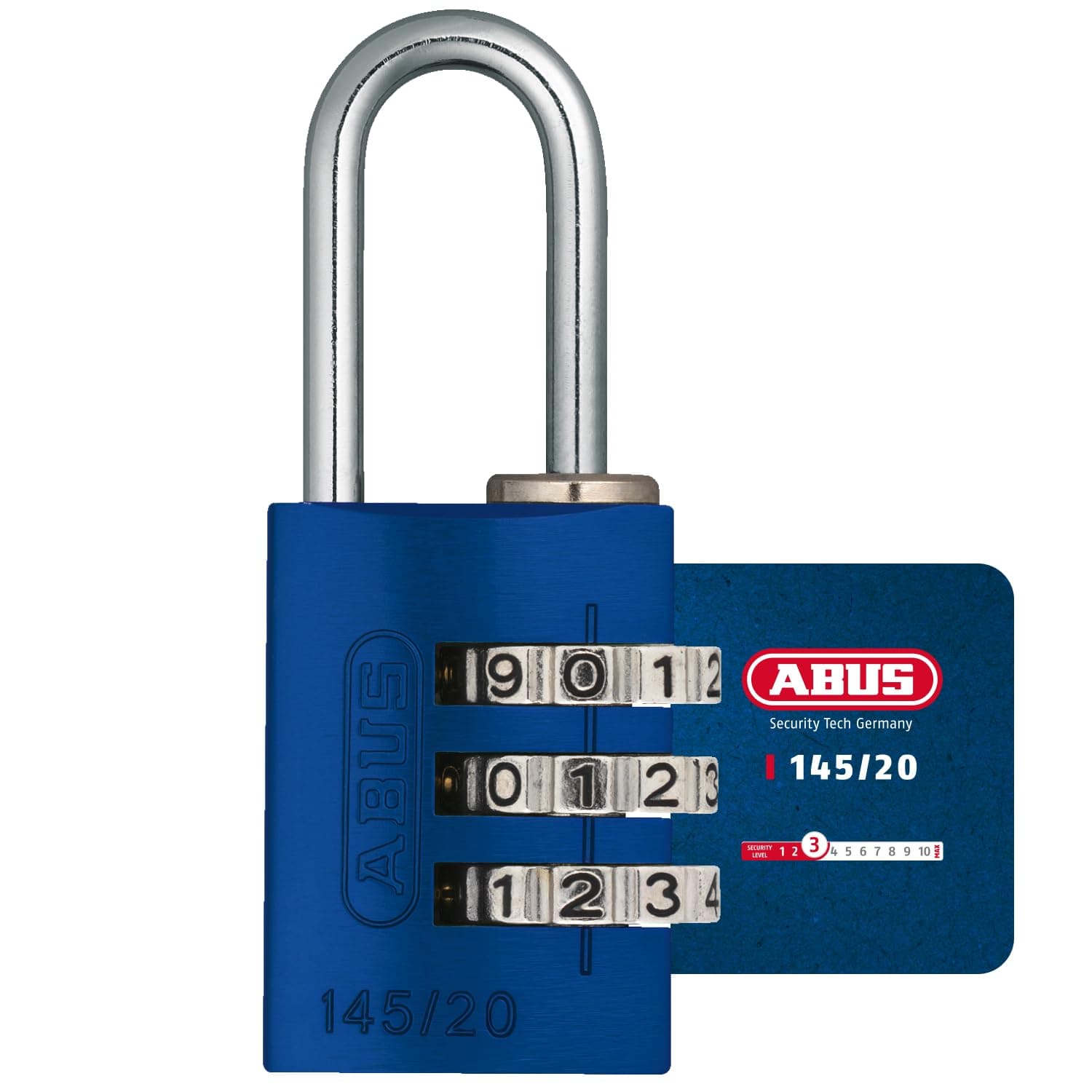 ABUS Zahlenschloss 145/20 Blau - Kofferschloss, Spindschloss u. v. m. - Aluminium-Vorhängeschloss - individuell einstellbarer Zahlencode - ABUS-Sicherheitslevel 3