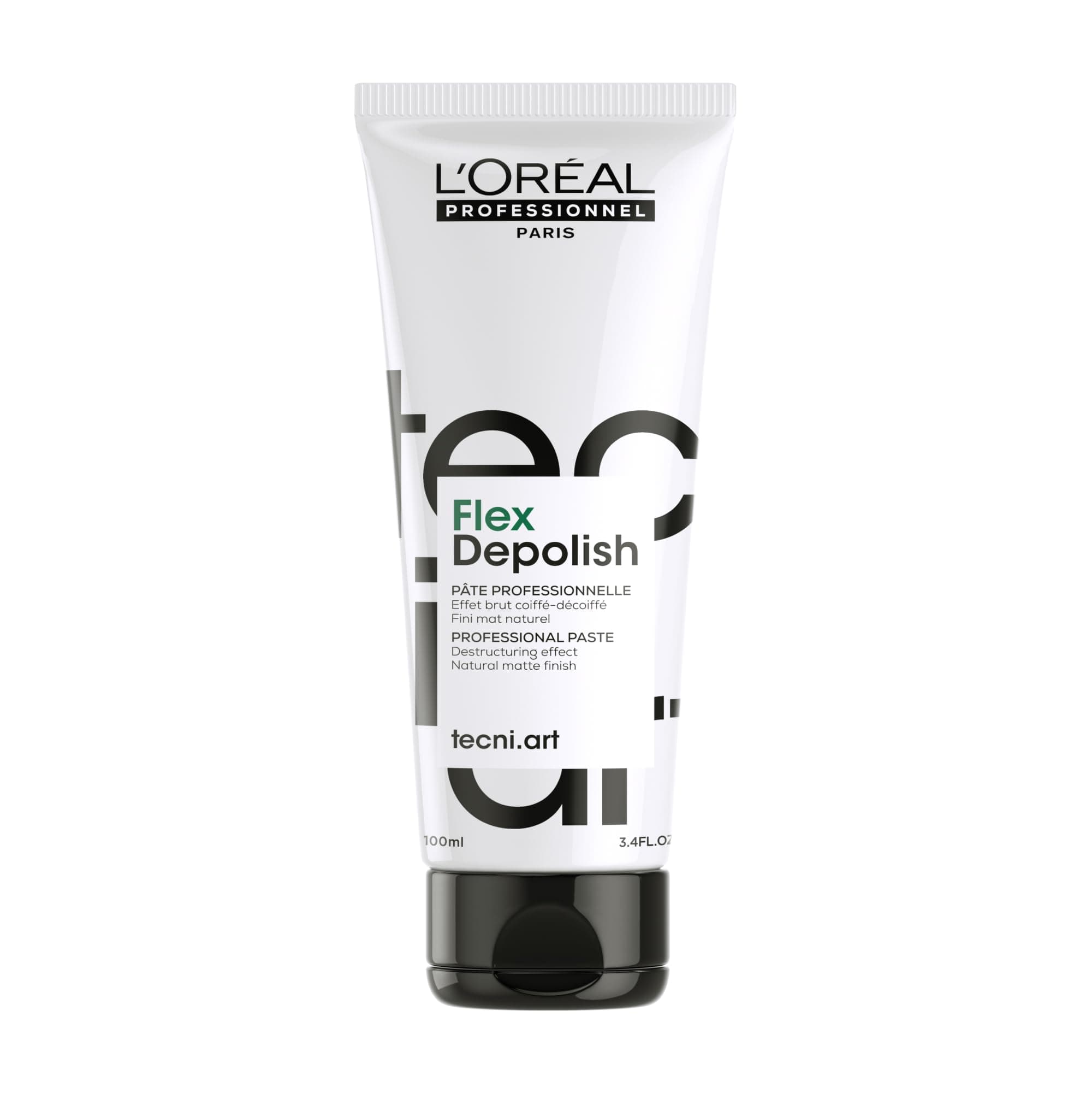 L'Oréal Professionnel, Pâte Cheveux Destructurante & Modulable Flex Depolish, Force 4, Coiffures Souples & Looks Modulables effets Coiffés-Décoiffés, Fini Mat & Naturel, Tecni Art 100 ml