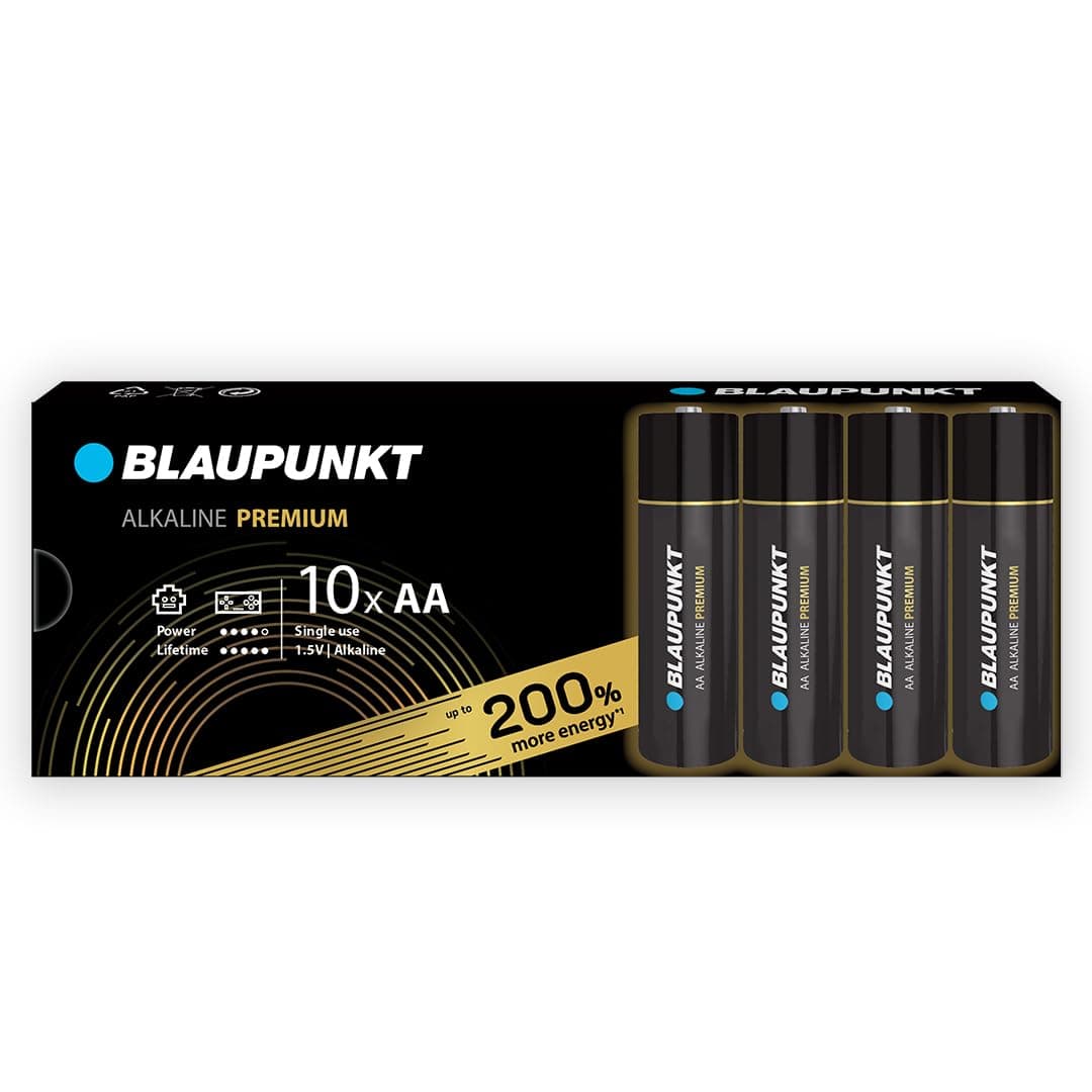 BLAUPUNKT Premium AA Alkalibatterien Packung mit 10, am besten für Gamecontroller und Spielsachen, LR6BPR/10CB