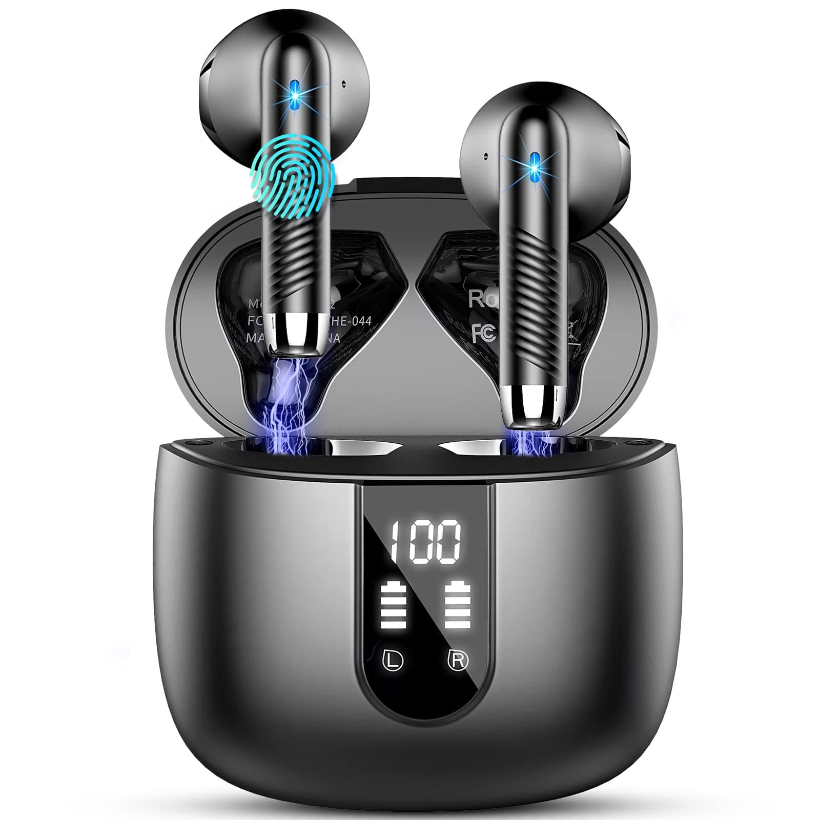 Drsaec 2026 Ecouteurs Bluetooth 5.4 sans Fil 56H avec APP | 4 ENC Reduction Bruit Oreillette Bluetooth, Stereo, Écran LED, USB-C, IP7 Etanche, iOS Android
