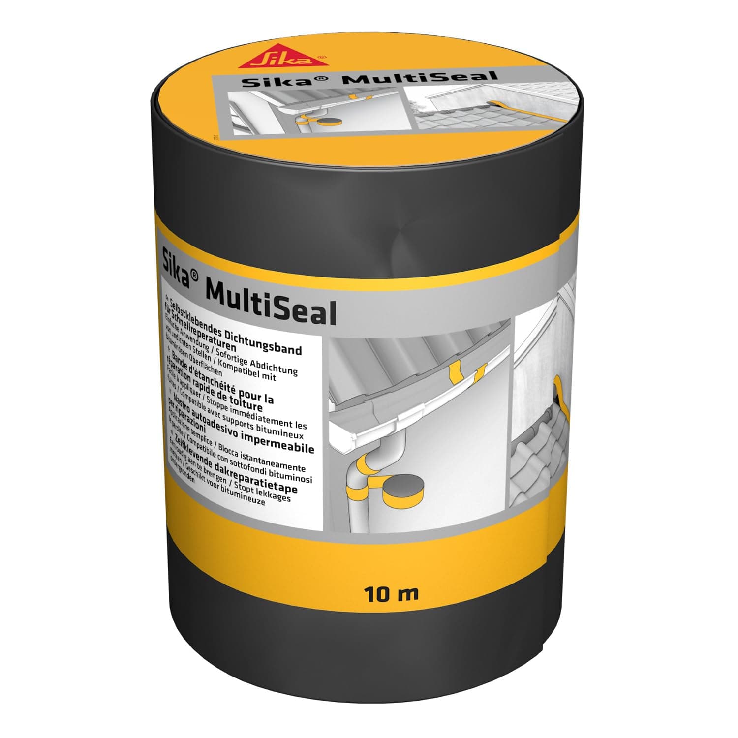 SIKA - Bande d'étanchéité autocollante pour la réparation de toiture/gouttière Multiseal Gris-vert (RAL 7009) - Multisupports - Résistant aux UV/Déchirure - Peut-être peint - 200mm x 10m