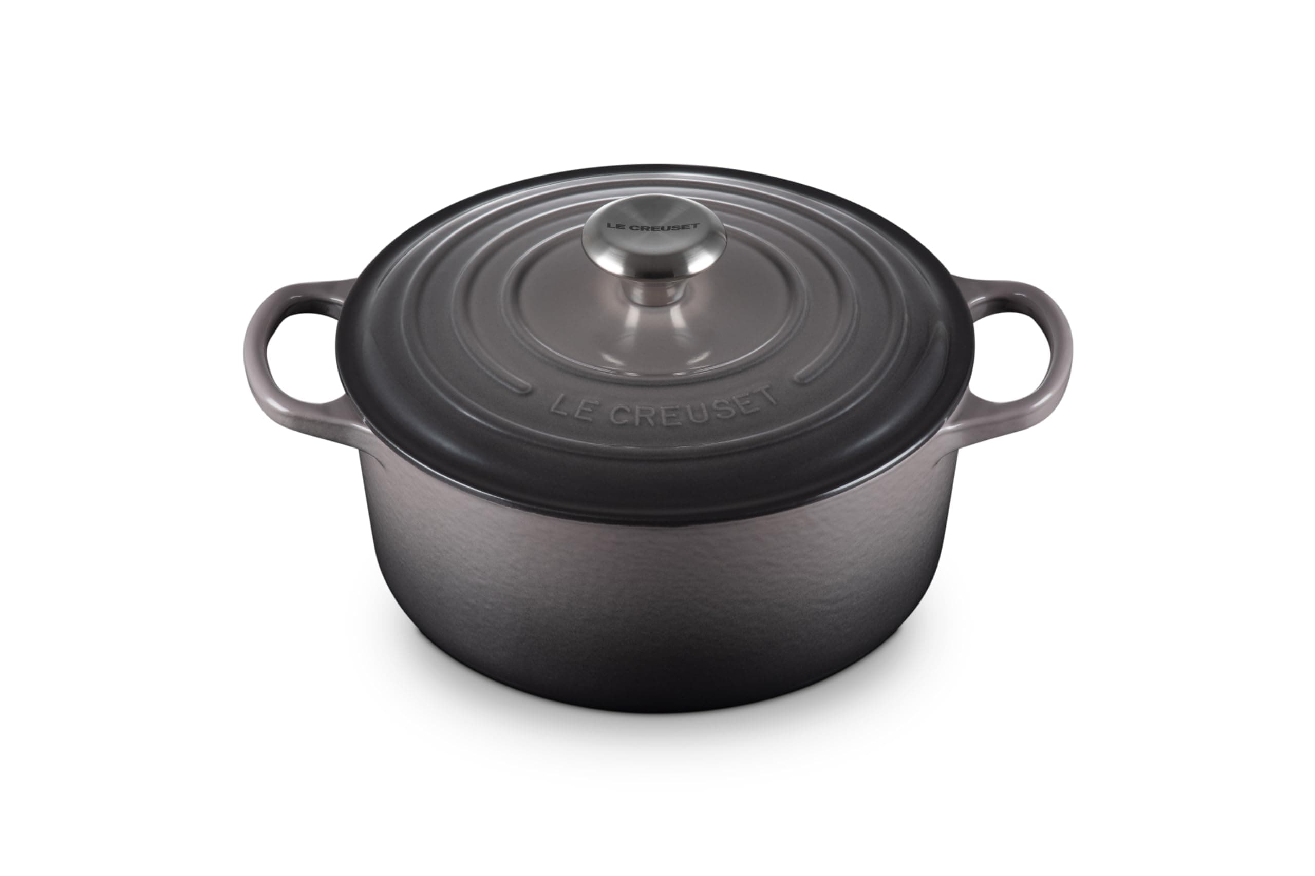 Le Creuset Cocotte rotonda Evolution in ghisa vetrificata con Coperchio, diameter 24 cm, Flint, 21177244442430