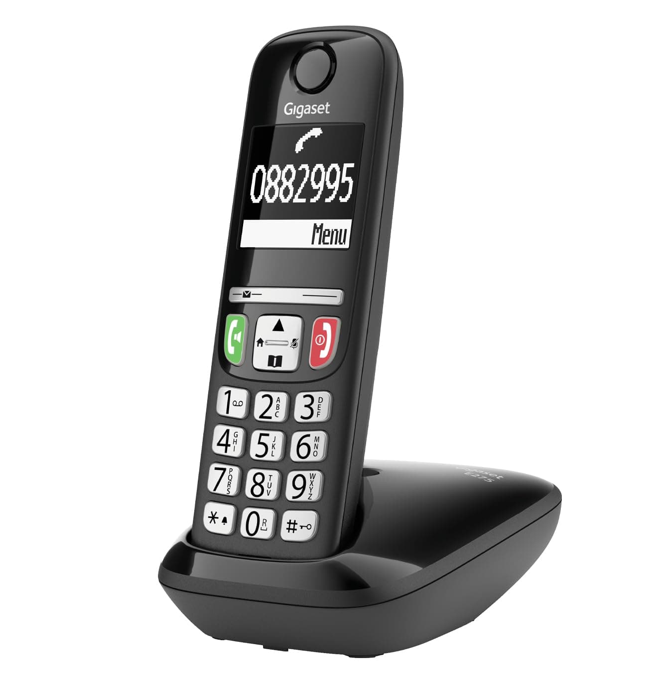 Gigaset E275 - Telefono DECT Portatile - Cordless - Tasti Grandi - Suonerie Forti - Compatibile con Apparecchi Acustici, Nero [Versione Italiana]
