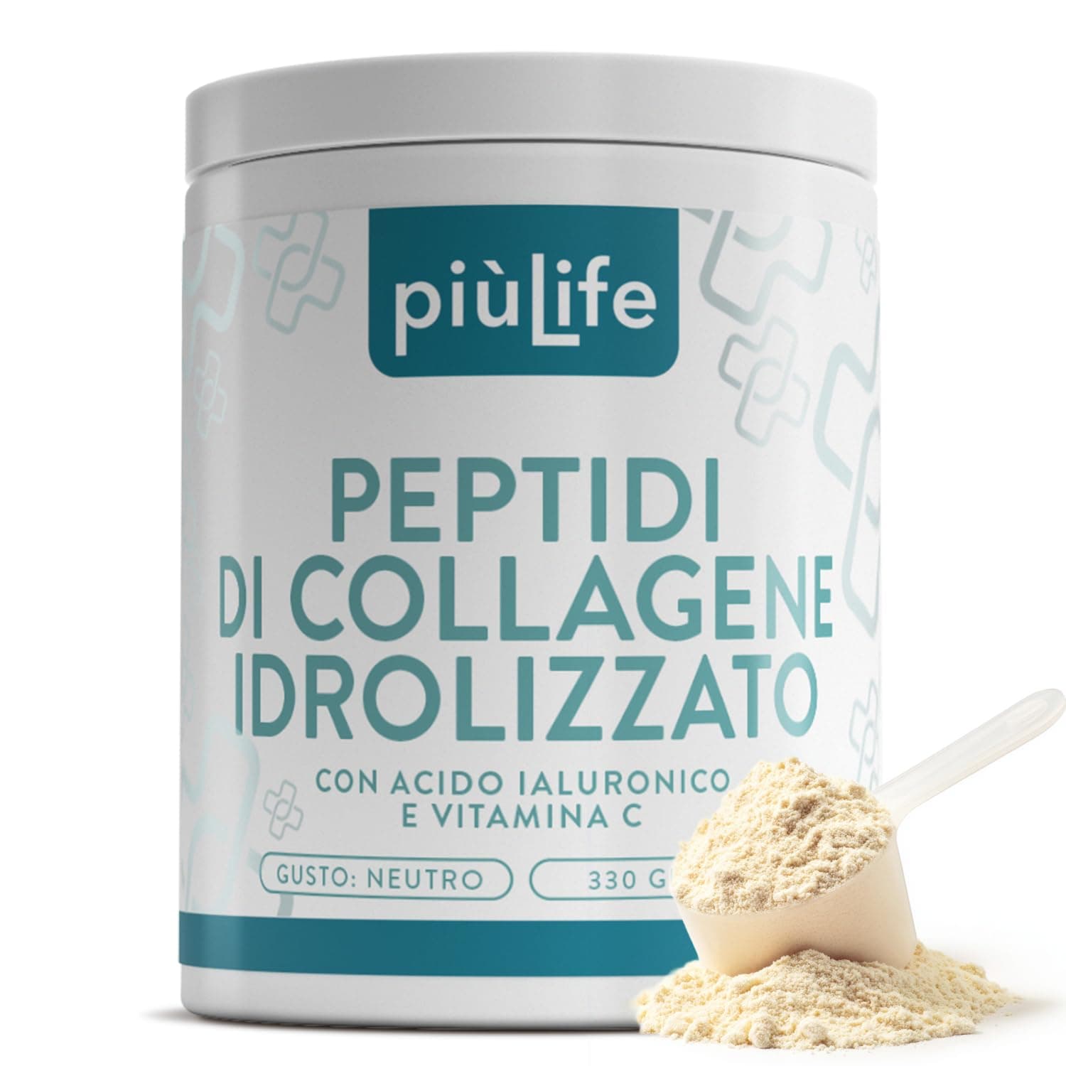 Peptidi di Collagene Idrolizzato in polvere Tipo 1 – 330g con acido ialuronico e vitamina C PiùLife – Integratore collagene bovino puro da bere – Per pelle, capelli, unghie e articolazioni