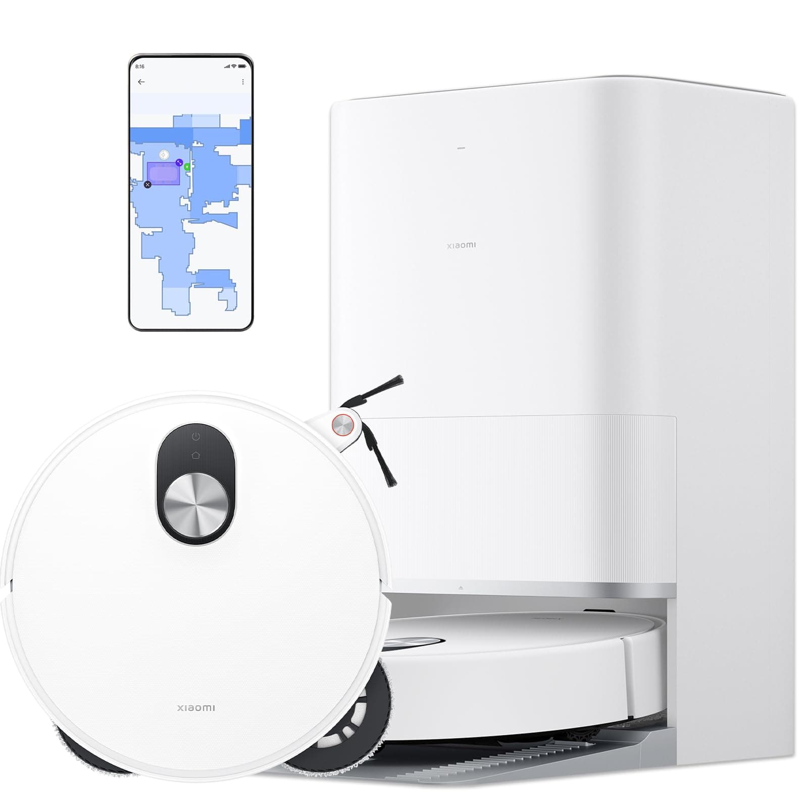 XIAOMI Robot Vacuum Aspirador 5 -Robot Aspirador Y Fregasuelos,Radar Inteligente,20 000 Pa,Elimina fácilmente, para Hogar y Mascotas Pelo,5200 mAh Autonomía 140 mins,App & Sprachsteuerung