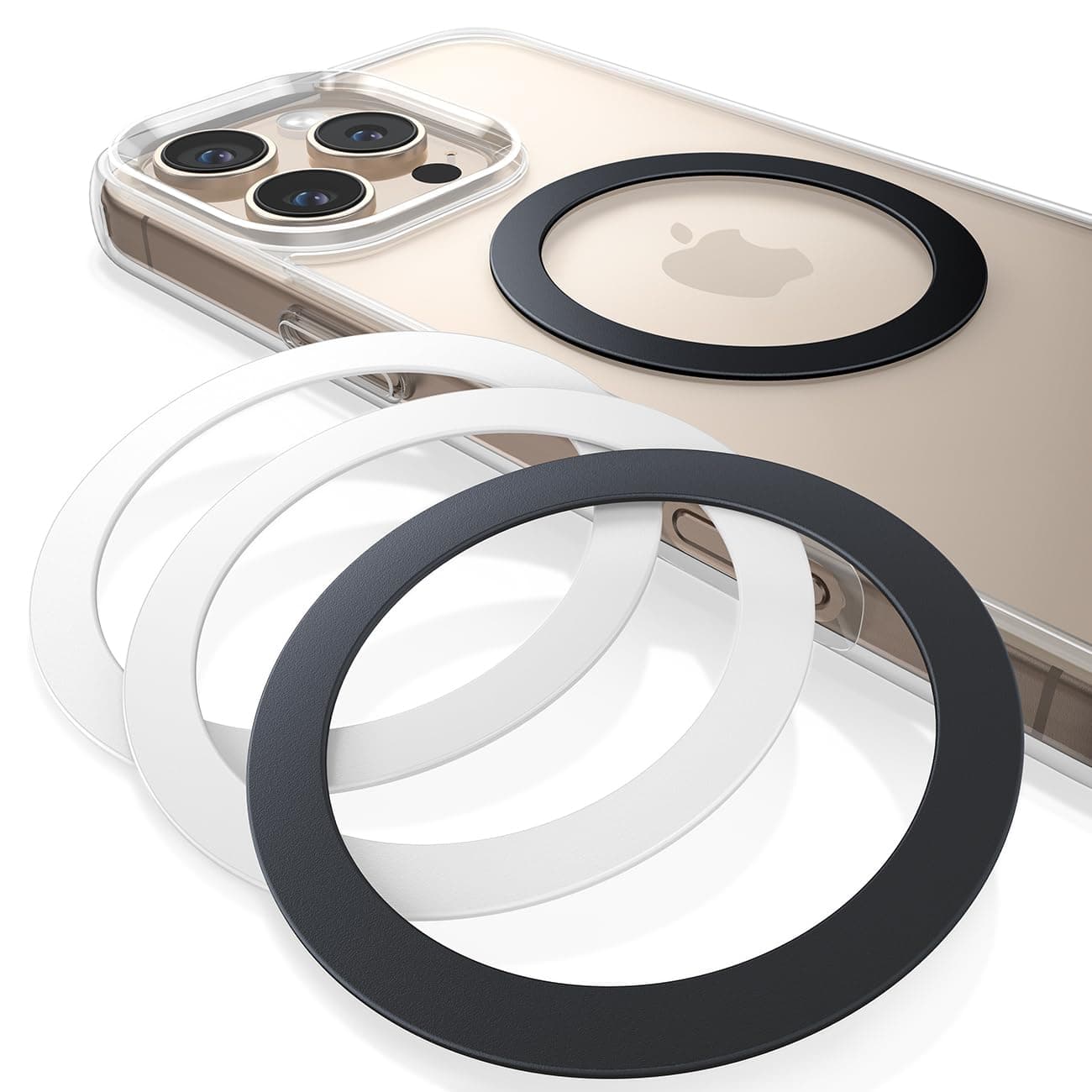 Lamicall 4 Stück für MagSafe Ring Aufkleber Metallring - [Stabil & Ultradünn] Selbstklebender Magnetring für Handyhülle, Metall Magnet Ring für iPhone 17 16 15, MagSafe-Zubehör (Nicht Magnetisch)