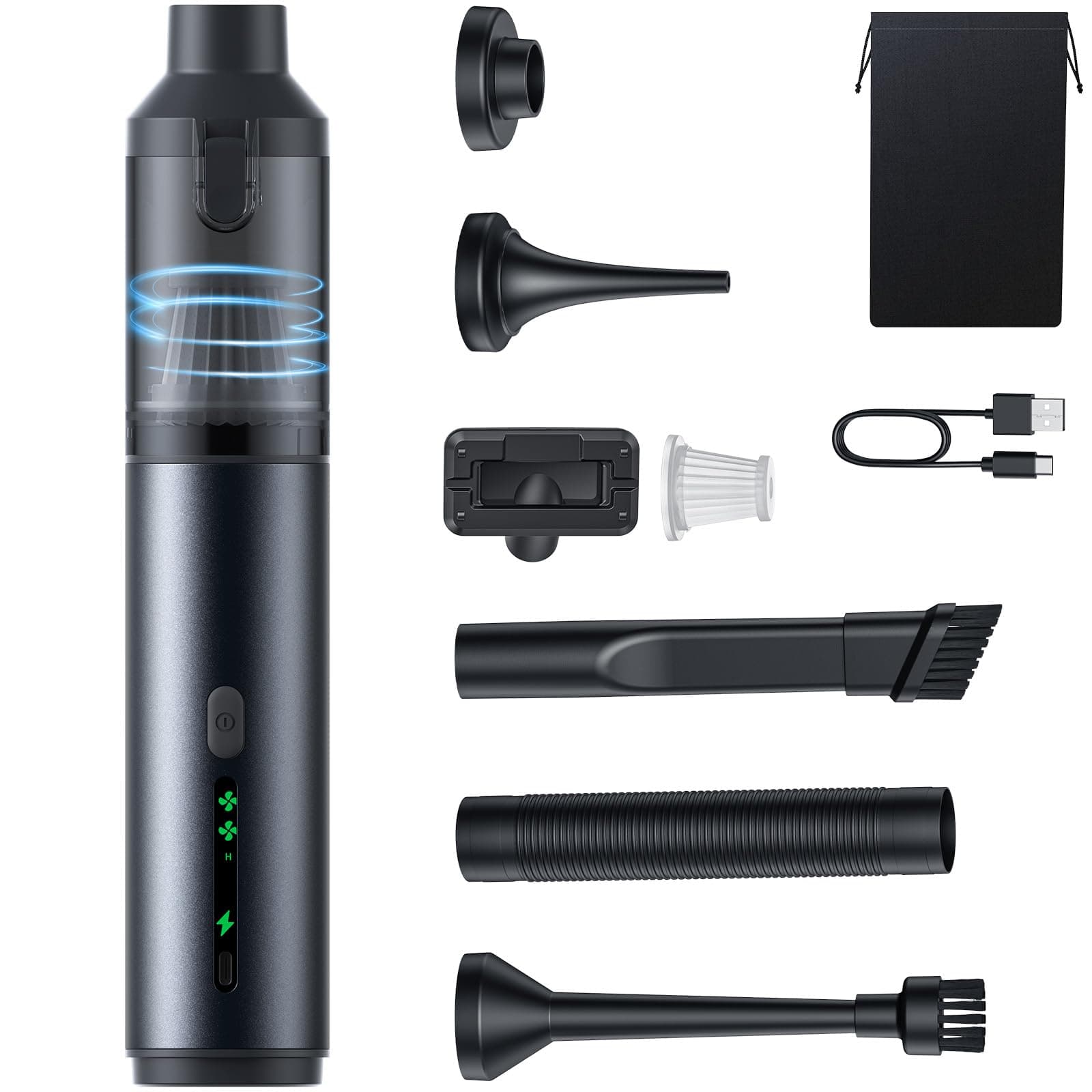 Aspirapolvere Auto, Aspirabriciole Senza fili 16000 PA con Motore Brushless ad Alte Prestazioni, Aspirapolvere Portatile da Tavolo con Accessori, Viene Utilizzato in Divani, Automobili, Computer