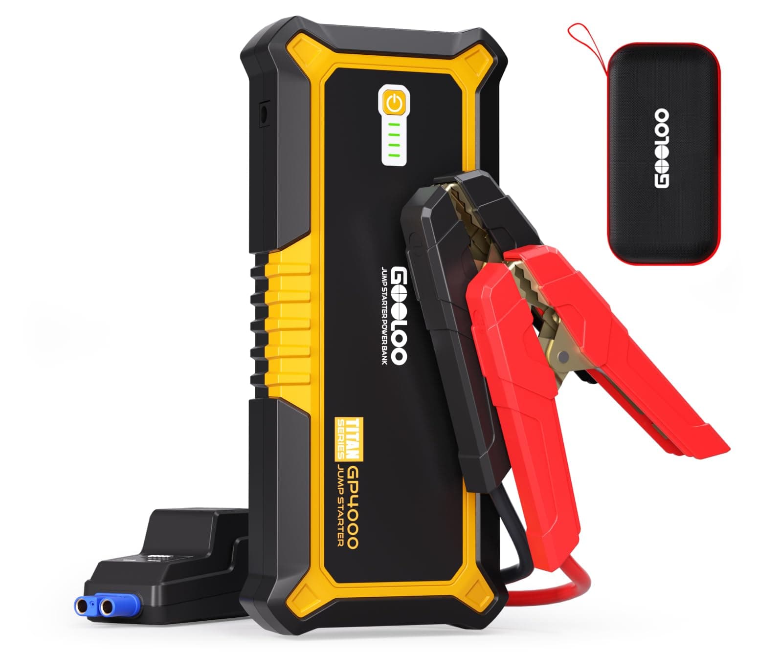 GOOLOO 4000A Arrancador De Coches (Todo Gas, hasta 10.0L Motor Diésel) SuperSafe 12V Lithium Arrancador De Baterias De Coche, Banco De Energía Portátil con Carga Rápida USB Y Puerto Tipo C
